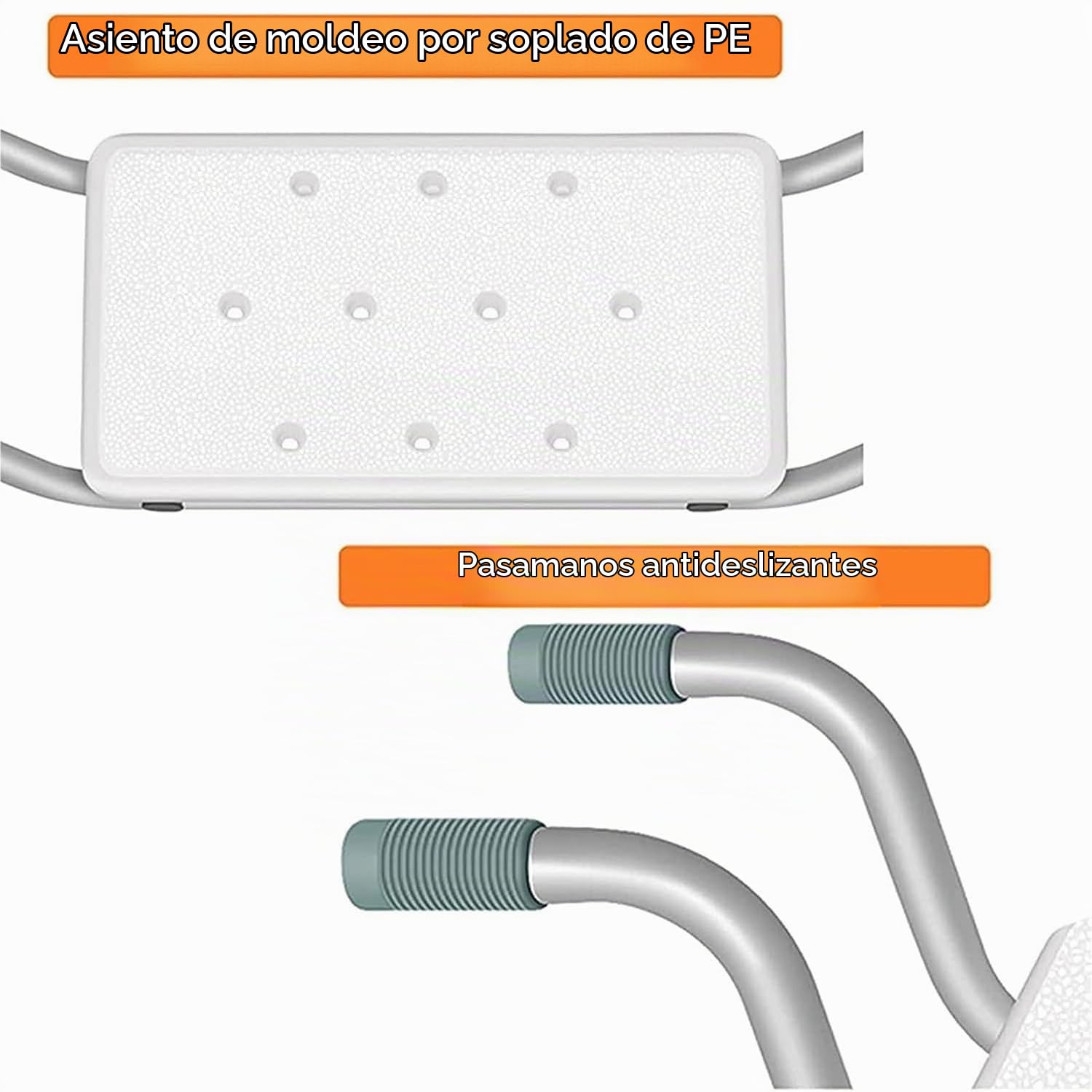 NEWFUN Asiento de Baño Ligero Suspendido Taburete de Baño Adultos Bandejas,Tabla de Bañera con 3 Anchos Ajustables, Aluminio, Capacidad de Carga 136 kg, Color Blanco,76-86 cm