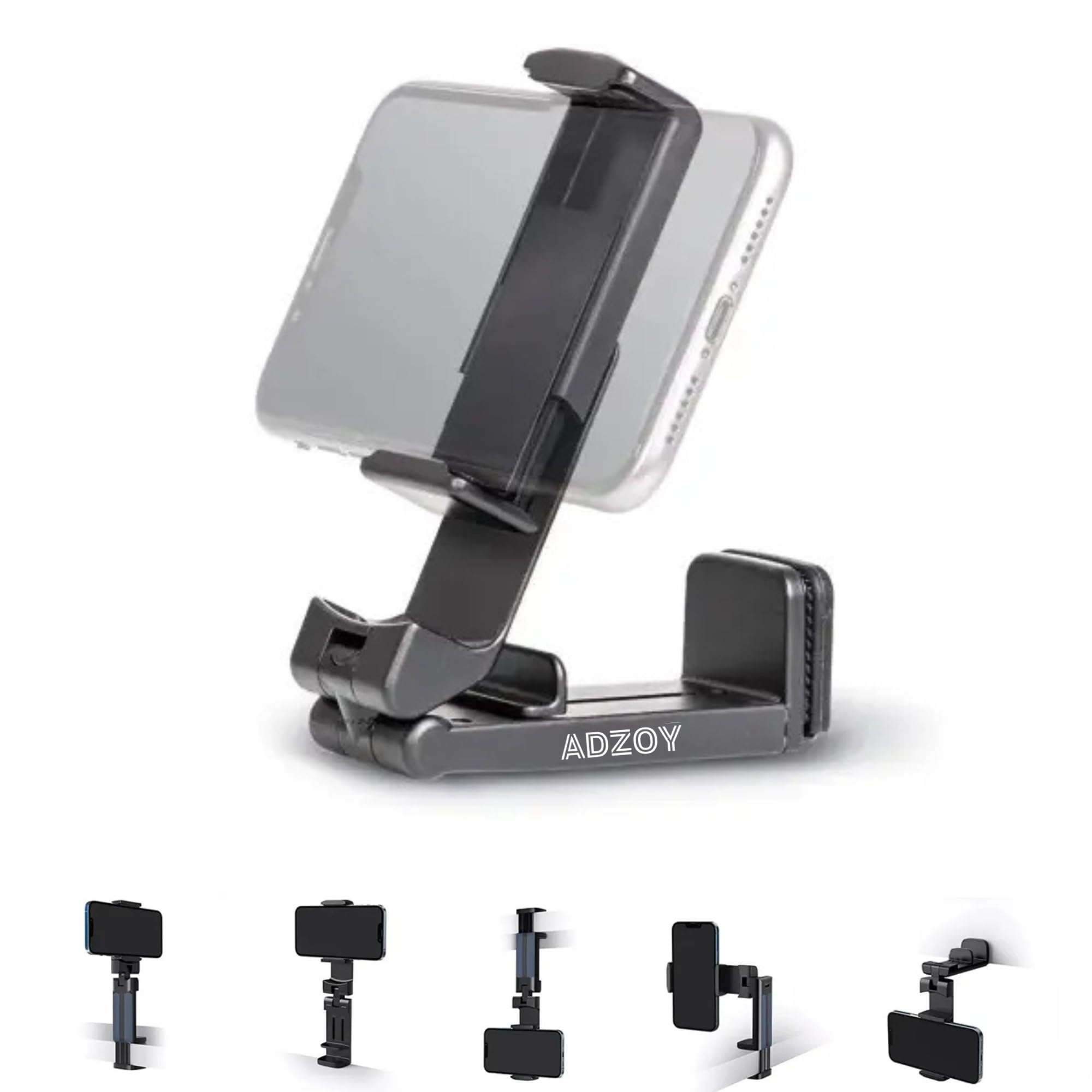 ADZOY Upgraded (2024-25) Universal Travel Aeroplane Mobile Stand Holder 360 Rotatable for Video Recording, Video Call, Airplane, Flight & Train Food Tray Phone Mount, Desktop Phone clamp-image-9