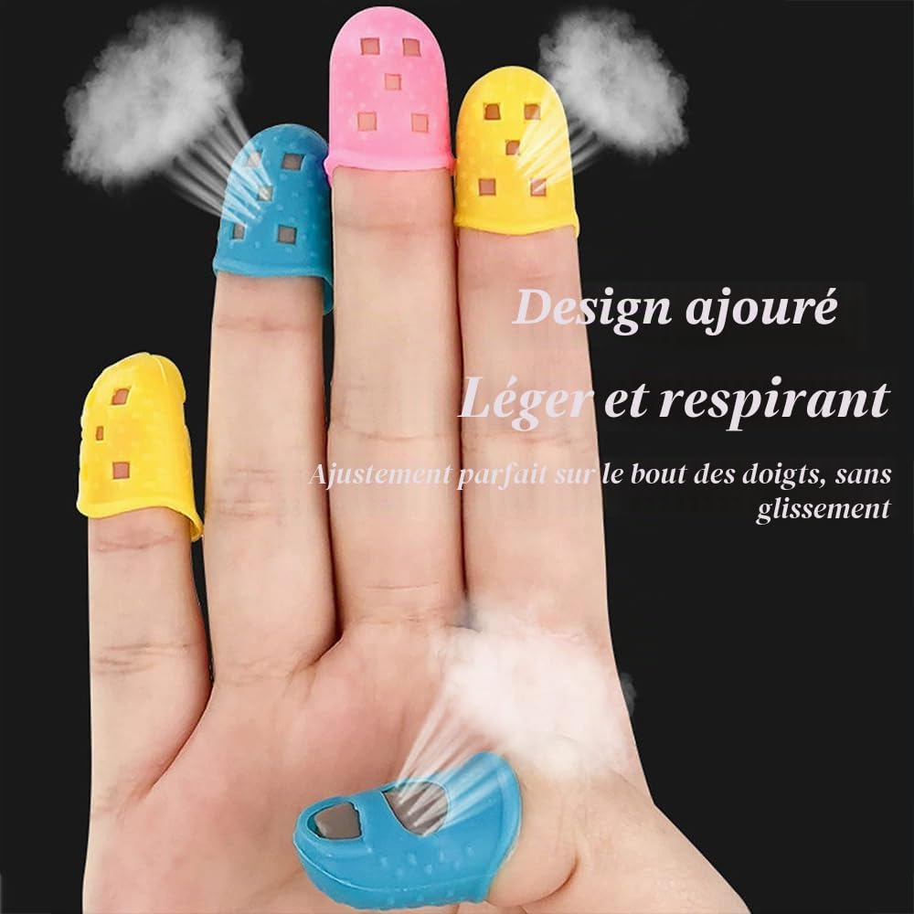 30 Pièces Protections Doigts Silicone pour Guitare - Capsules Antidérapantes Réutilisables Découpées Respirantes