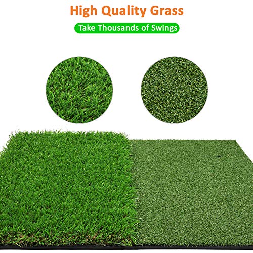 SkyLife Tri-Turf/Dual-Turf Golf Hitting Mat 24\'\' x 25\'\', Driving Chipping Putting Training Aids for Backyard Home Garage Outdoor Practice with TEEs (XL Dual-Turf (24\'\' x 25\'\'))