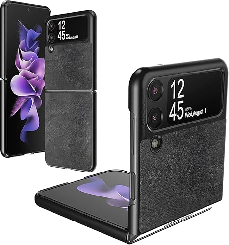Miniatura 8 de Foluu Funda protectora para Samsung Galaxy Z Flip 3 5G, Galaxy Z Flip 3 5G, piel sintética + carcasa rígida de policarbonato ultrafino, funda