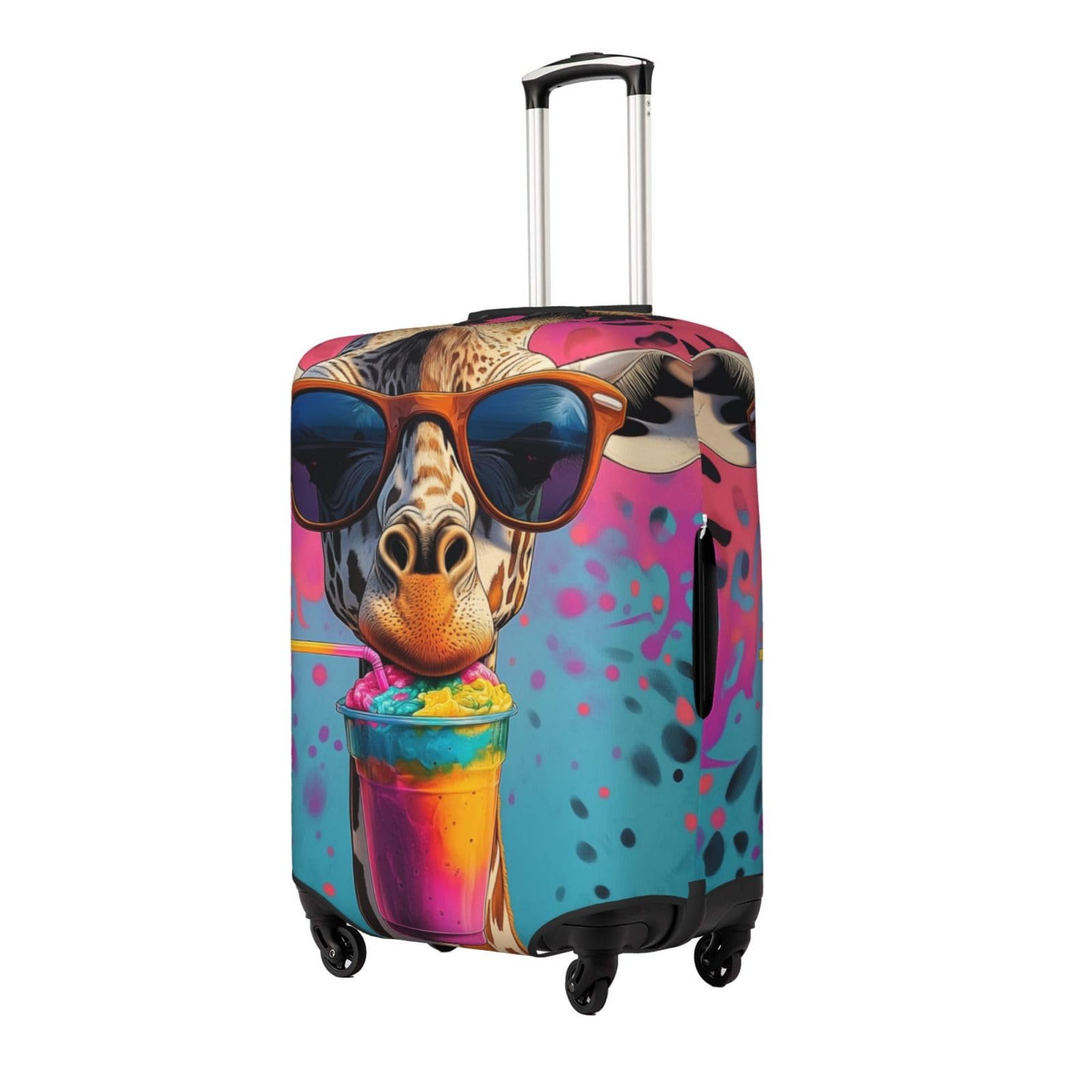 Housse de protection élastique pour valise de voyage - Encre abstraite - Anti-rayures - Convient aux bagages de 45,7 à 55,9 cm, Girafe aquarelle, M(23"-26" Suitcase)