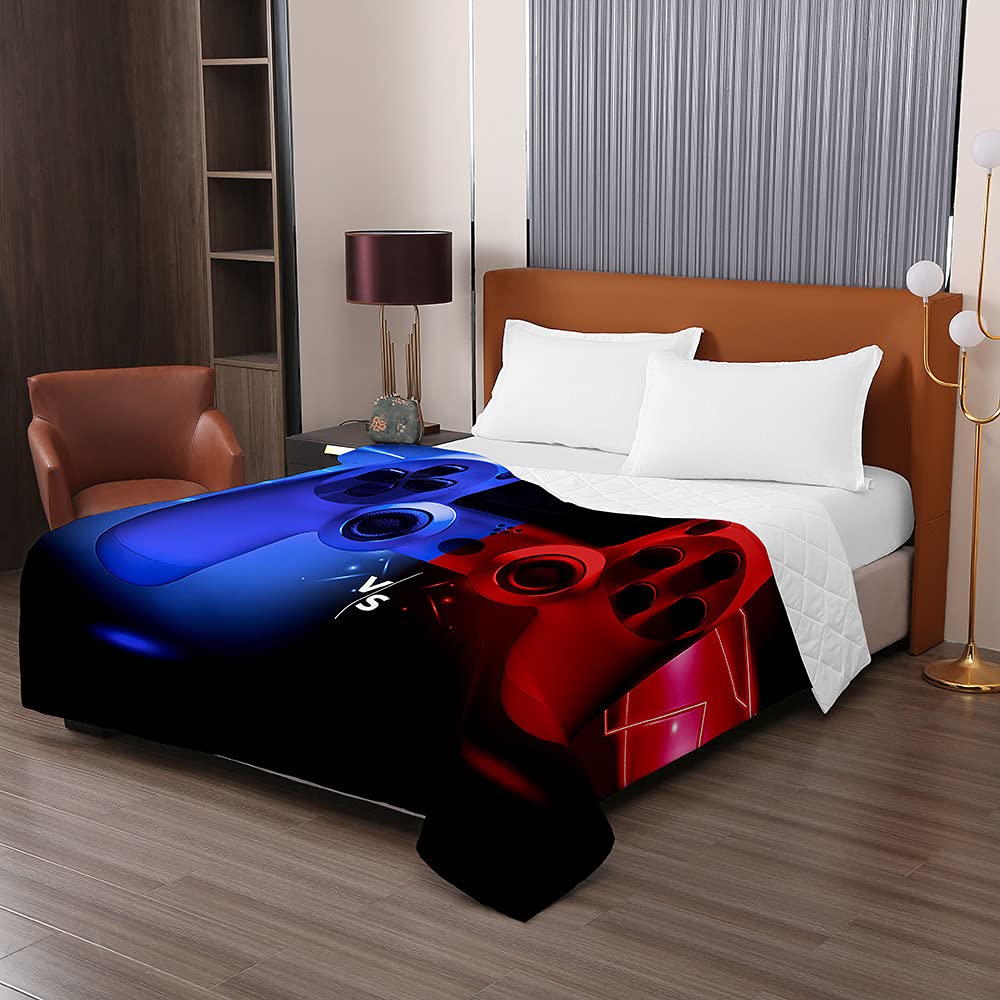 Oduo Colcha Bouti Cama de Verano, 3D Juego impresión Microfibra Cubrecama Multiusos Suave para Cama de Matrimonio, Lavable Acolchada Edredón Ligero Manta (130x150cm,Concurso)