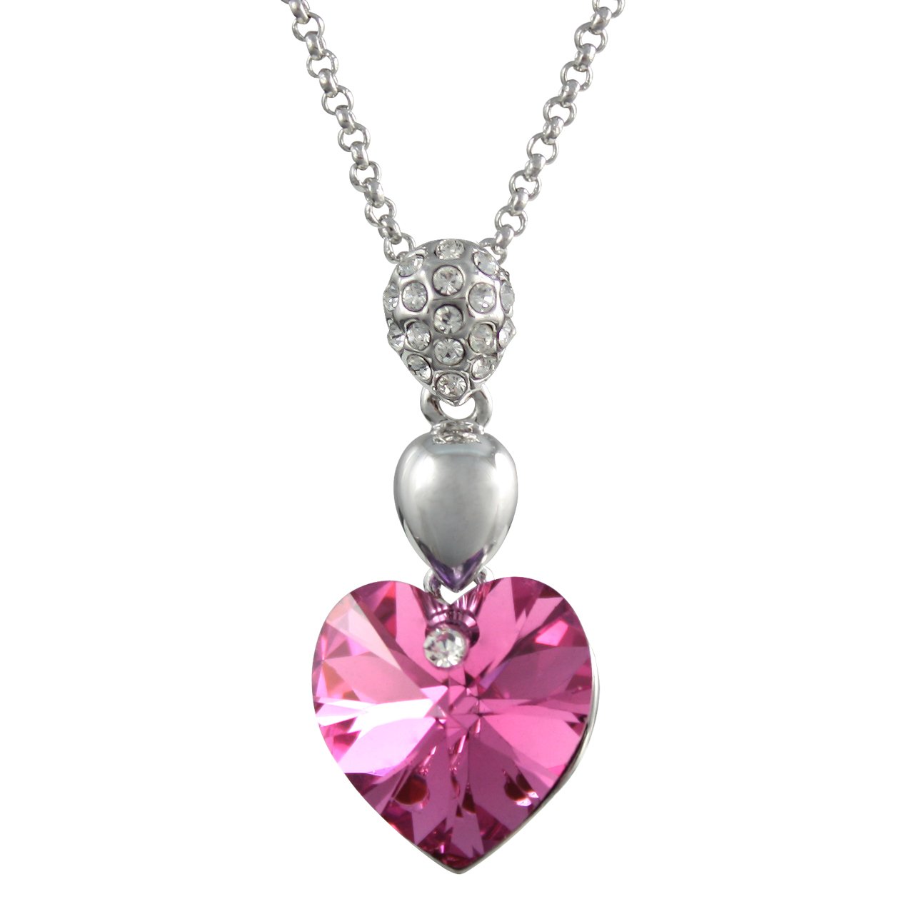 Dahlia Sparkling Oval Heart Crystal Rhodium Plated Necklace with Crystals from Swarovski
