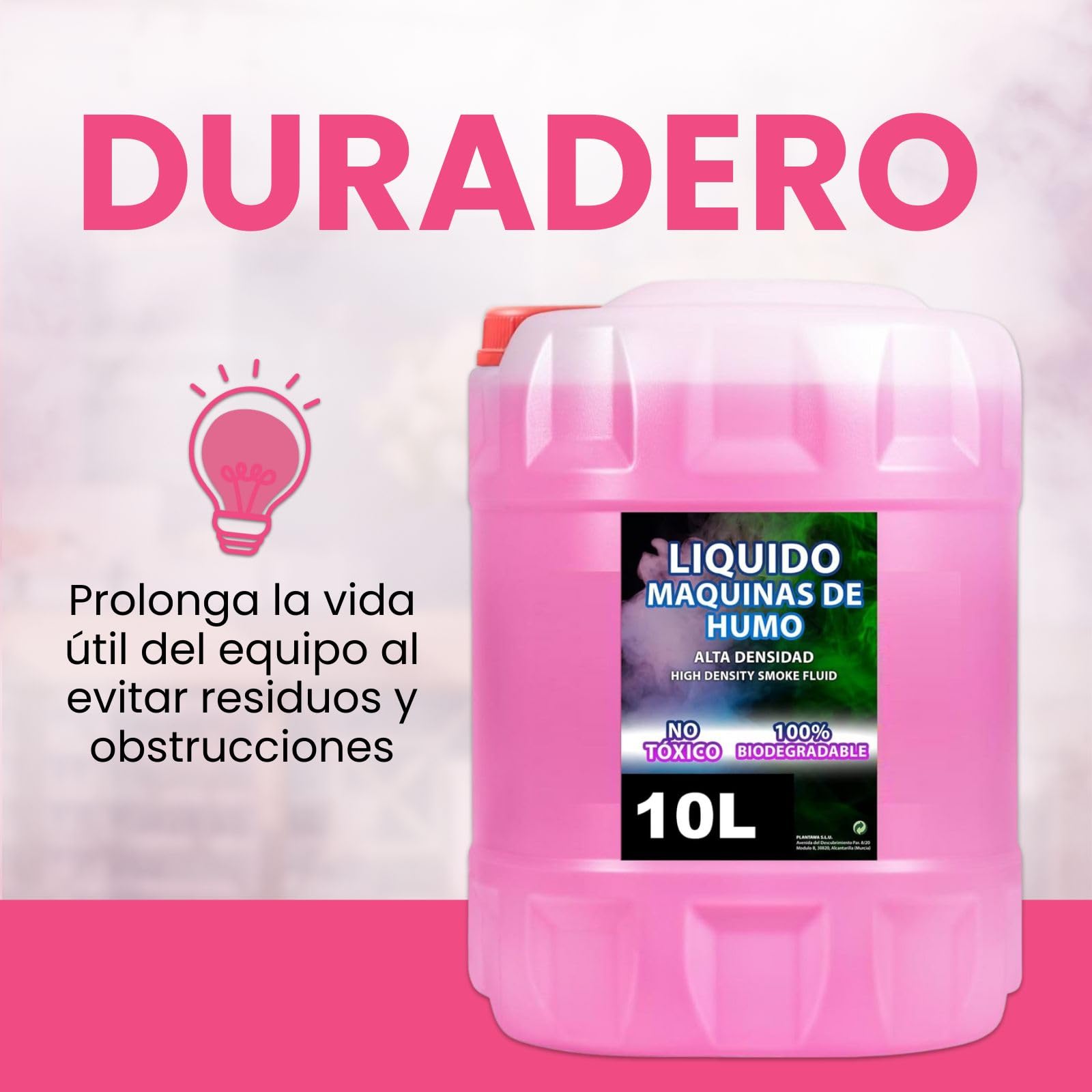 PLANTAWA Líquido Máquina de Humo Alta Densidad 10L | Efecto Niebla Densa y Duradera | Fluido Compatible con Todas las Máquinas de Humo | Ideal para Fiestas, Eventos y Escenarios