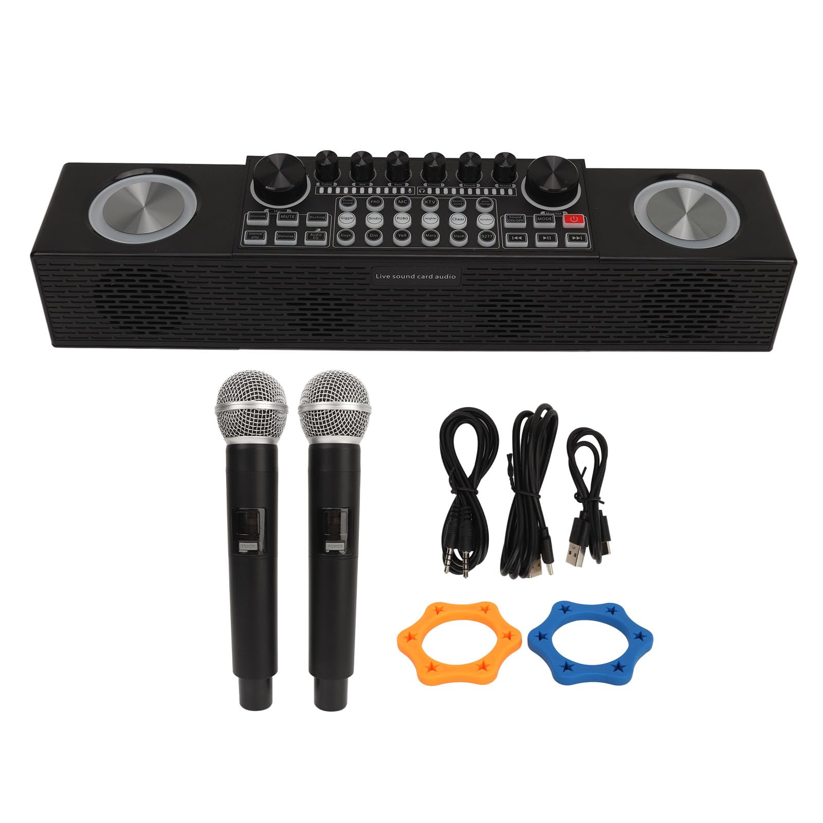 Máquina de Karaoke Inalámbrica Altavoz de Karaoke Bluetooth Tarjeta de Sonido en Vivo Portátil con Micrófono para Transmisión y en Casa Al Aire