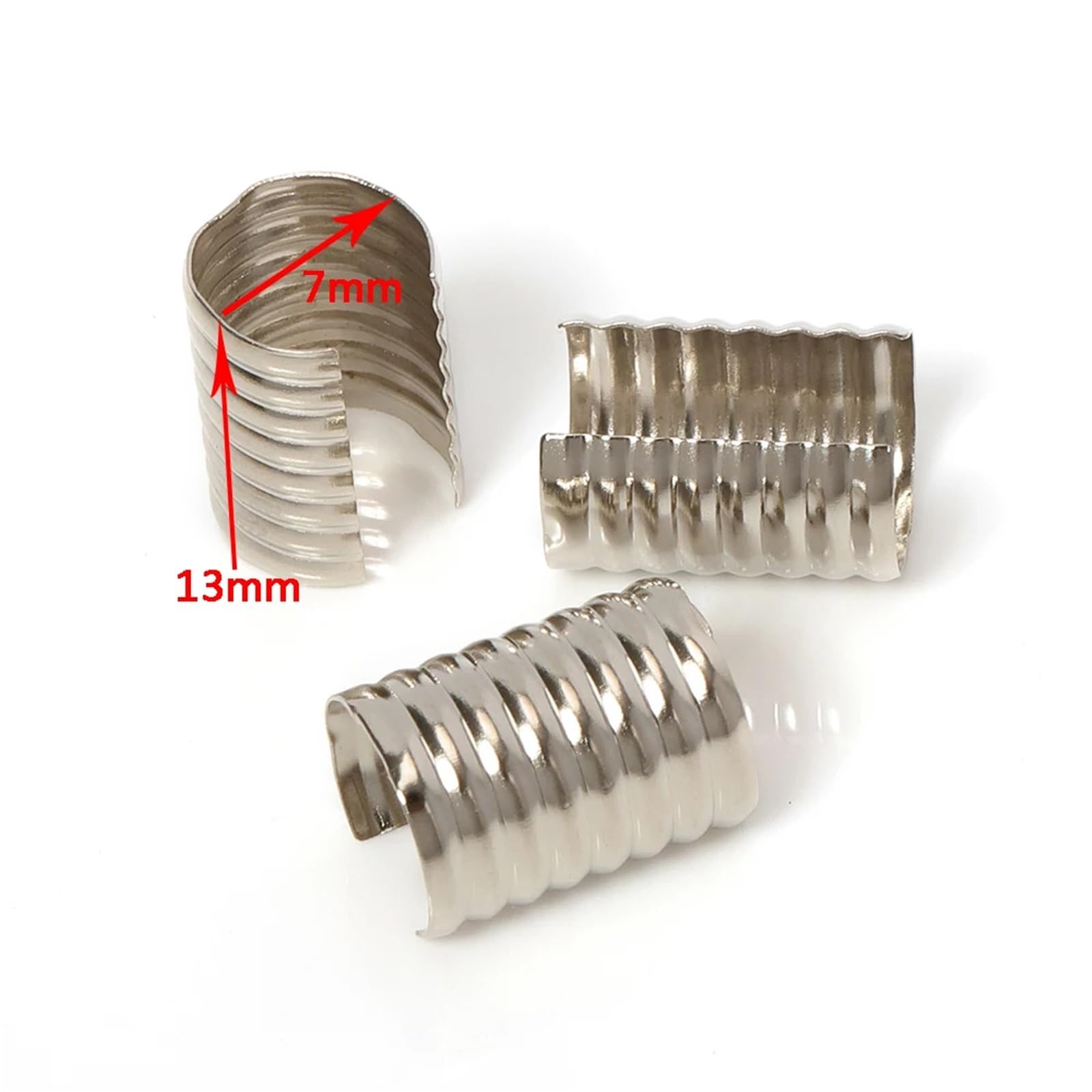 Koraliki zaciskane 600 sztuk/partia 8x13mm okrągły zapięcie zaciskanie liny sznurek składany klips akcesoria dla majsterkowiczów akcesoria do wyrobu biżuterii akcesoria(7x13mm rhodium)