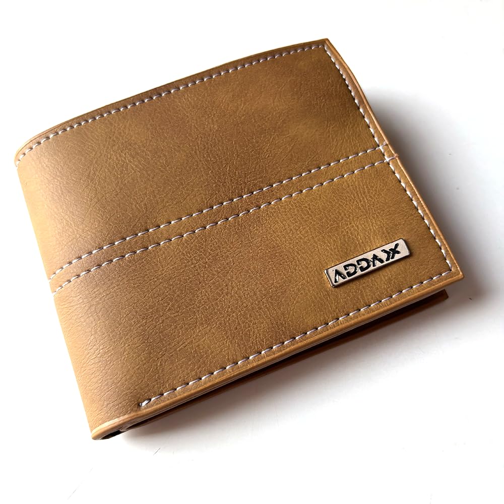 ADDAX Vegan Leather Wallet for Men – Stylish Brown Wallet | Ideal Gift for Husband, Boyfriend, or Loved Ones | Durable, Elegant, and Eco-Friendly (Model -1)