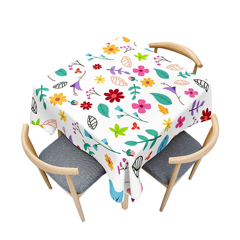 Treer Floral Print Table Cloth, Square Tablecloths Wipeable Splash Proof Tablecloth Table Cloths for Kitchen Decoration Outdoor Picnic (White,200x200cm)