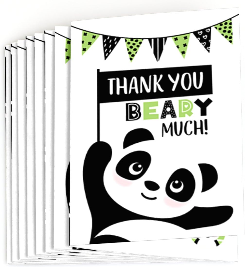 Big Dot of Happiness Party Like a Panda Bear - Baby Shower or Birthday Party Thank You Cards (8 count)