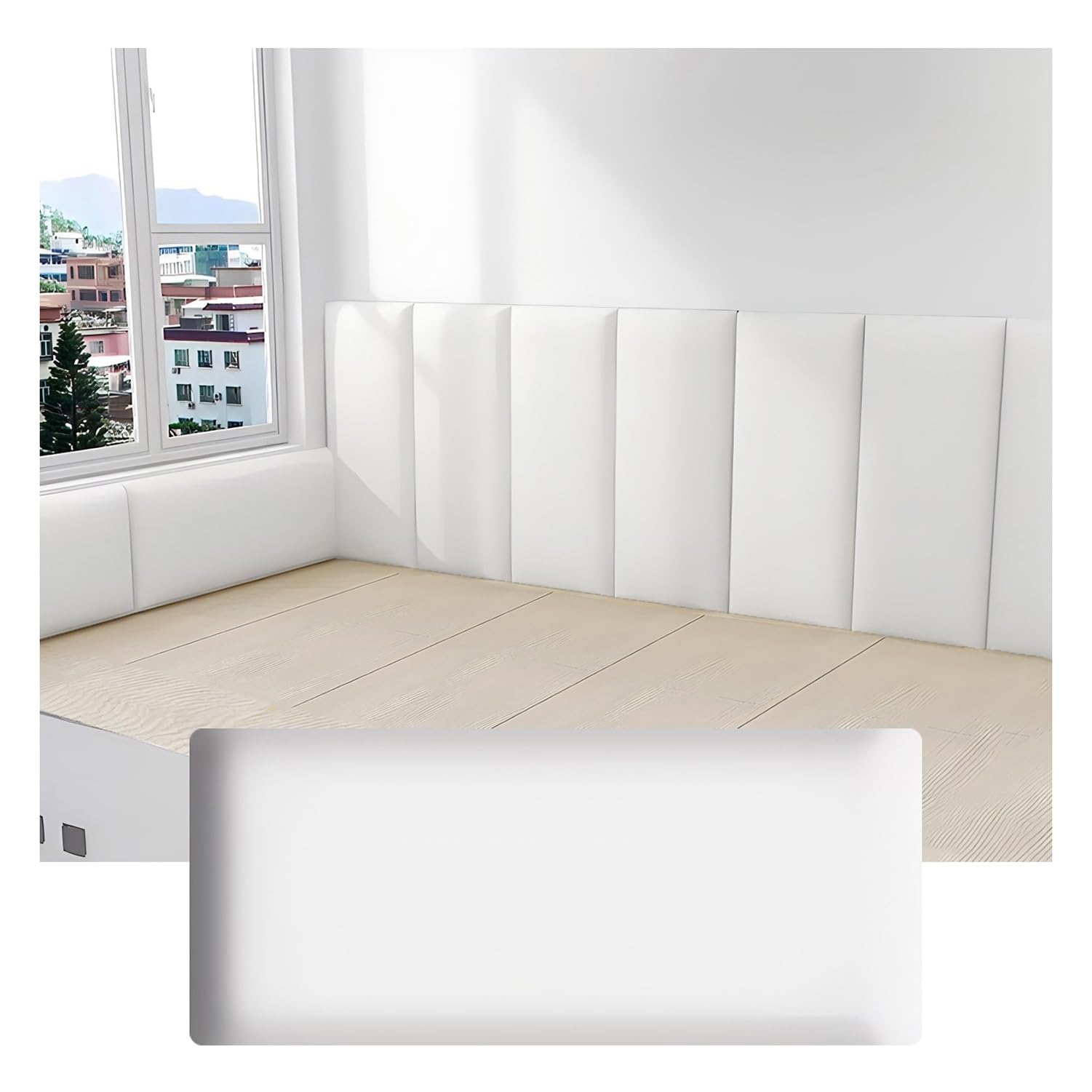 Revestimiento de Pared, Paneles tapizados autoadhesivos, decoración de cabecero de PU Impermeable, Revestimiento de Pared 3D para dormitorios, guarderías, Clubes de Baile - Blanco, 140x50cm