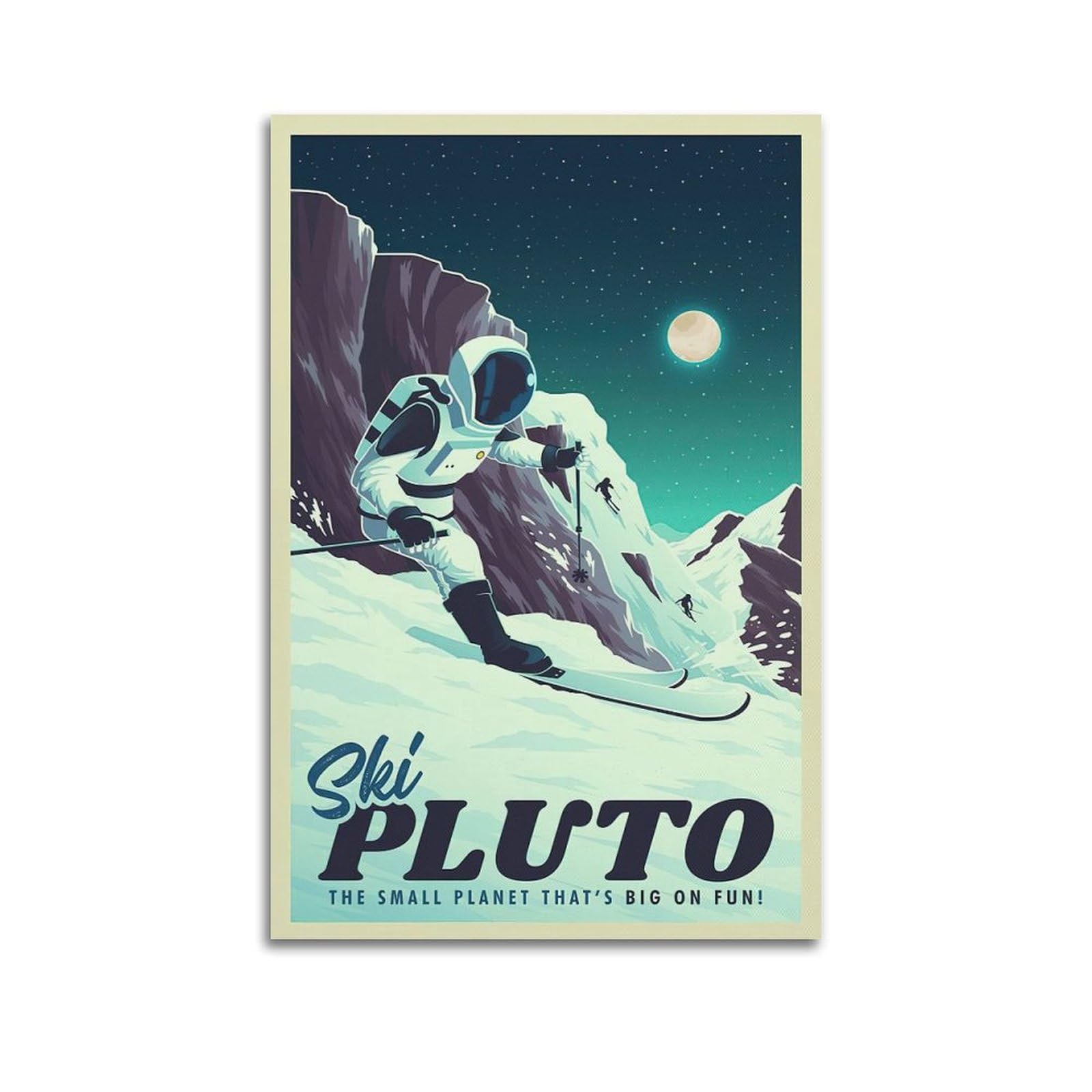 DLJGDS Vintage Poster Pluto Skiing Decorative Painting Canvas Wall Posters And Modern Family Bedroom Decor 20x30inch(50x75cm)