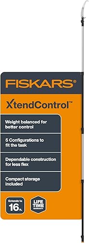 Fiskars XtendControl - Podadora de árbol extensible (12 pies), sierra de poste, recortadora de ramas ajustable con sierra X1 de 15 pulgadas, postes