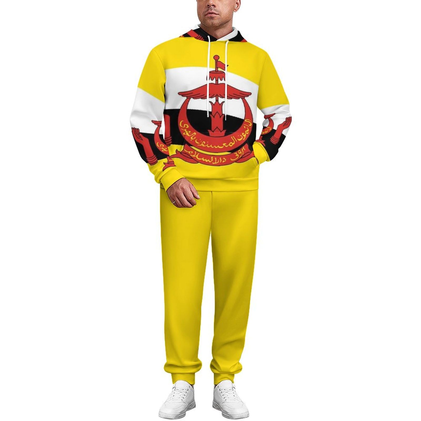 Tute Da Uomo E Da Donna Set Da 2 Pezzi Felpa Con Cappuccio E Pantaloni Della Tuta Set Da Jogging Abbigliamento Sportivo Da Donna Con Bandiera Del Brunei Stampata Set Da Salotto Taglie Forti