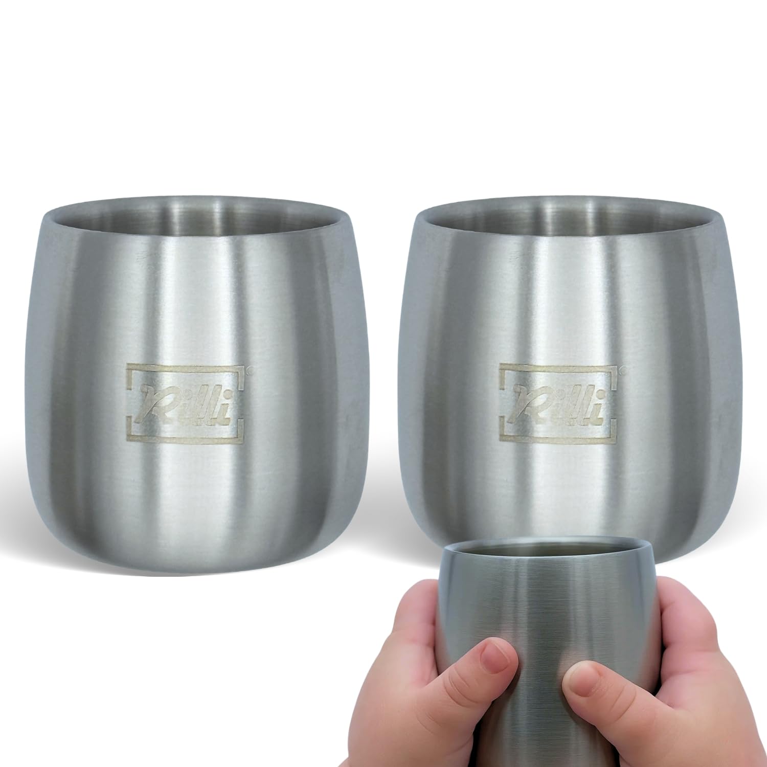Rilli BLW Trinklernbecher aus Edelstahl ab 6 Monate BPA Frei - Geschmacksneutral, Spülmaschinenfest, Wiederverwendbar, Unzerbrechlich, 2 Stück