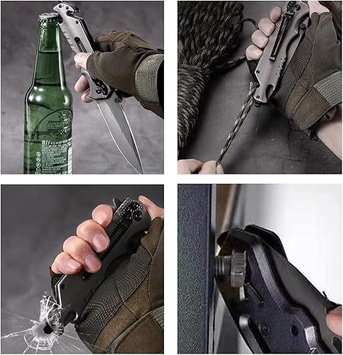 Miniatura 5 de wellsure Cuchillo de bolsillo, cuchillo plegable de bolsillo con acero inoxidable 7Cr17, cuchillo táctico para camping, caza, senderismo, mango de