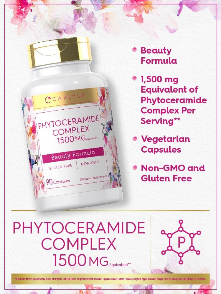 Carlyle Phytoceramide Supplement | 90 Capsules | with Organic Sweet Potato | Beauty Formula Complex | Vegetarian, Non-GMO and Gluten Free
