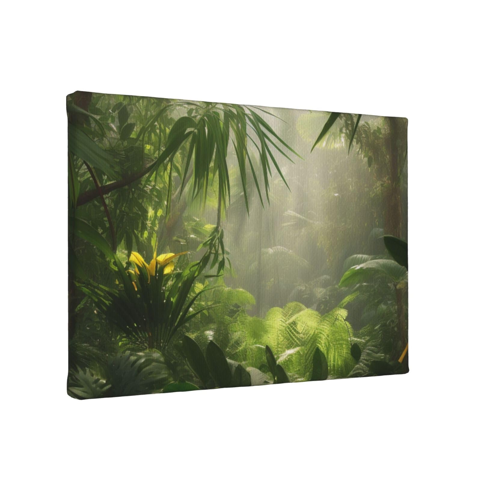 YKLJG Tropical Rainforest Jungle Scene Printed Wall Art Canvas Painting 30x20 CM Wooden Framed Picture Painting Artwork Prints for Bedroom Kitchen Home Office Decor