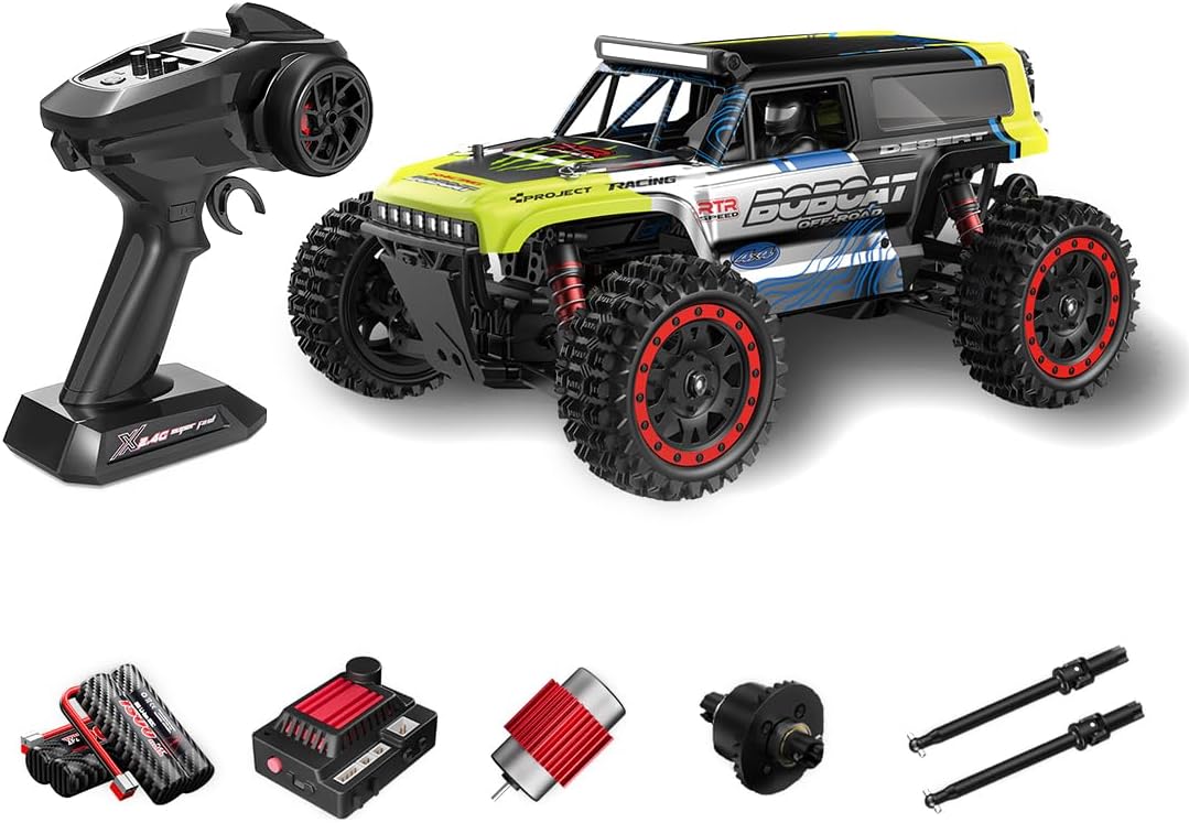 RC Crawlers, S912 1/16 Scale 2.4G 4WD Brushed Full-Proportional High-Speed RC Drift Car, Gift for Him (Two Batteries/Green)