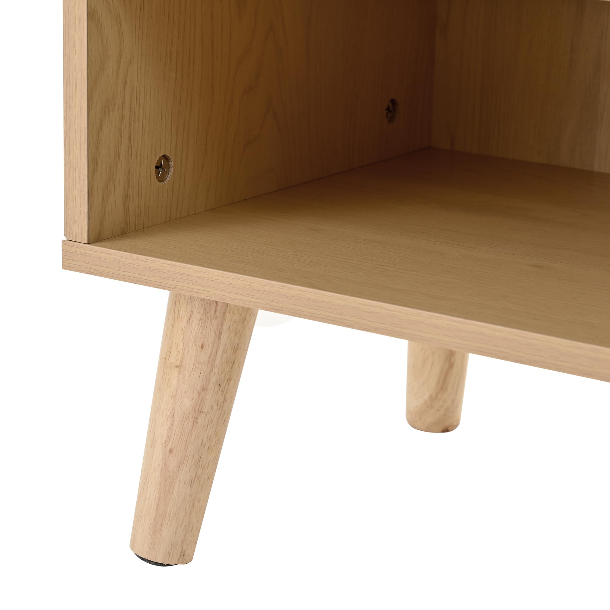 MURUL Zapatero de ratán natural, 120 x 106 x 35 cm, 3 puertas, 1 cajón, 5 estantes, para pasillo, mango de metal, patas de madera maciza