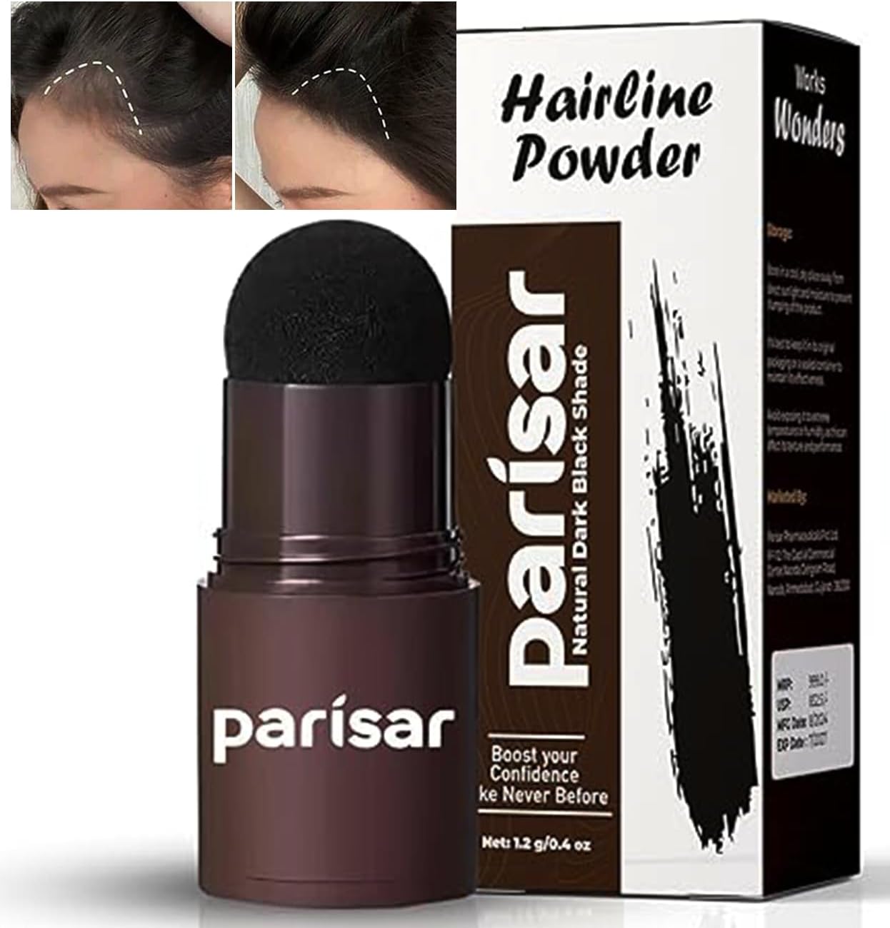 PARISAR PHARMA Natural Hairline Powder Stick - Black (Pack of 1) | Instant Hair Colour Touch Up for Men & Women | Hair Root Touch-Up & Hairline Shadow Powder