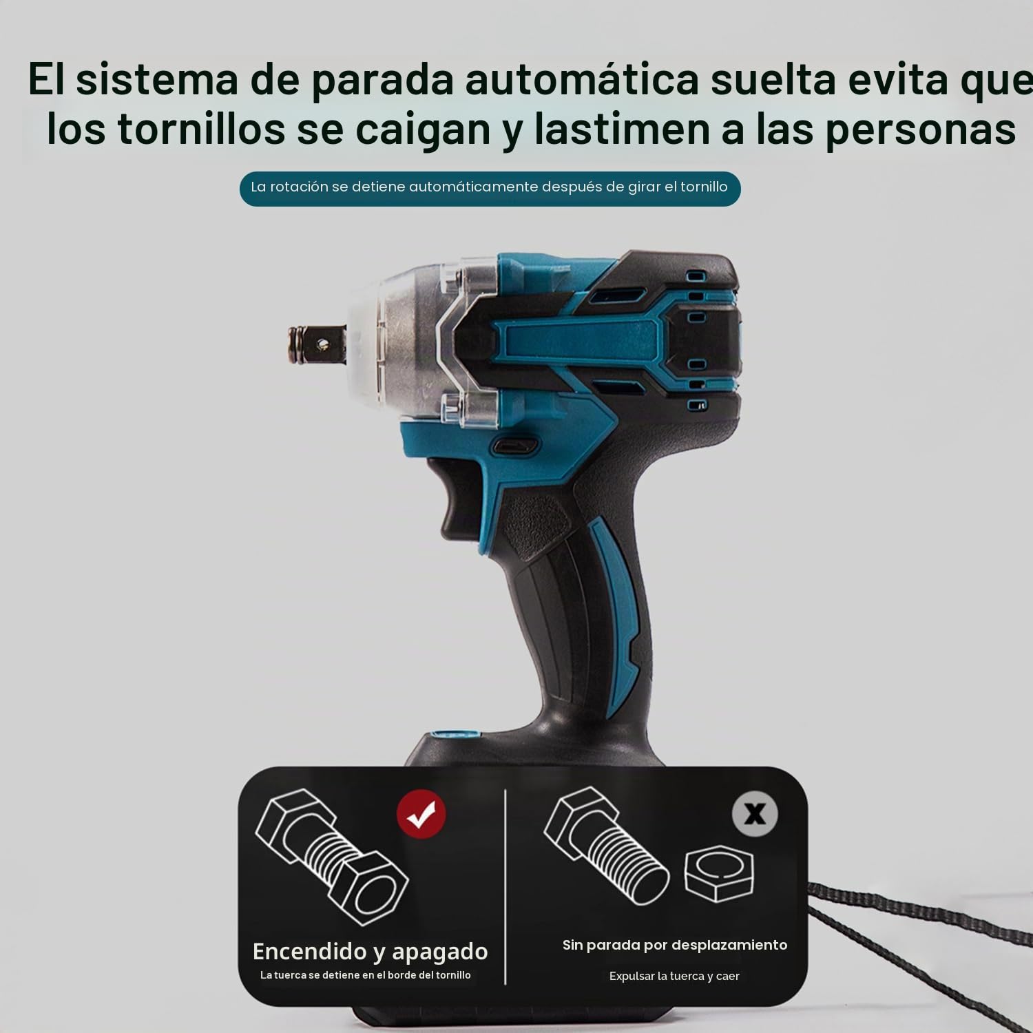 Llave de impacto con batería de 550 N.m, 21V Pistola de Impacto Bateria, Llave Impacto de 1/2" Cuadrada, Taladro de Impacto Eléctrico, para Reparación de Automóviles (con 2 Batería de 3,0 Ah)