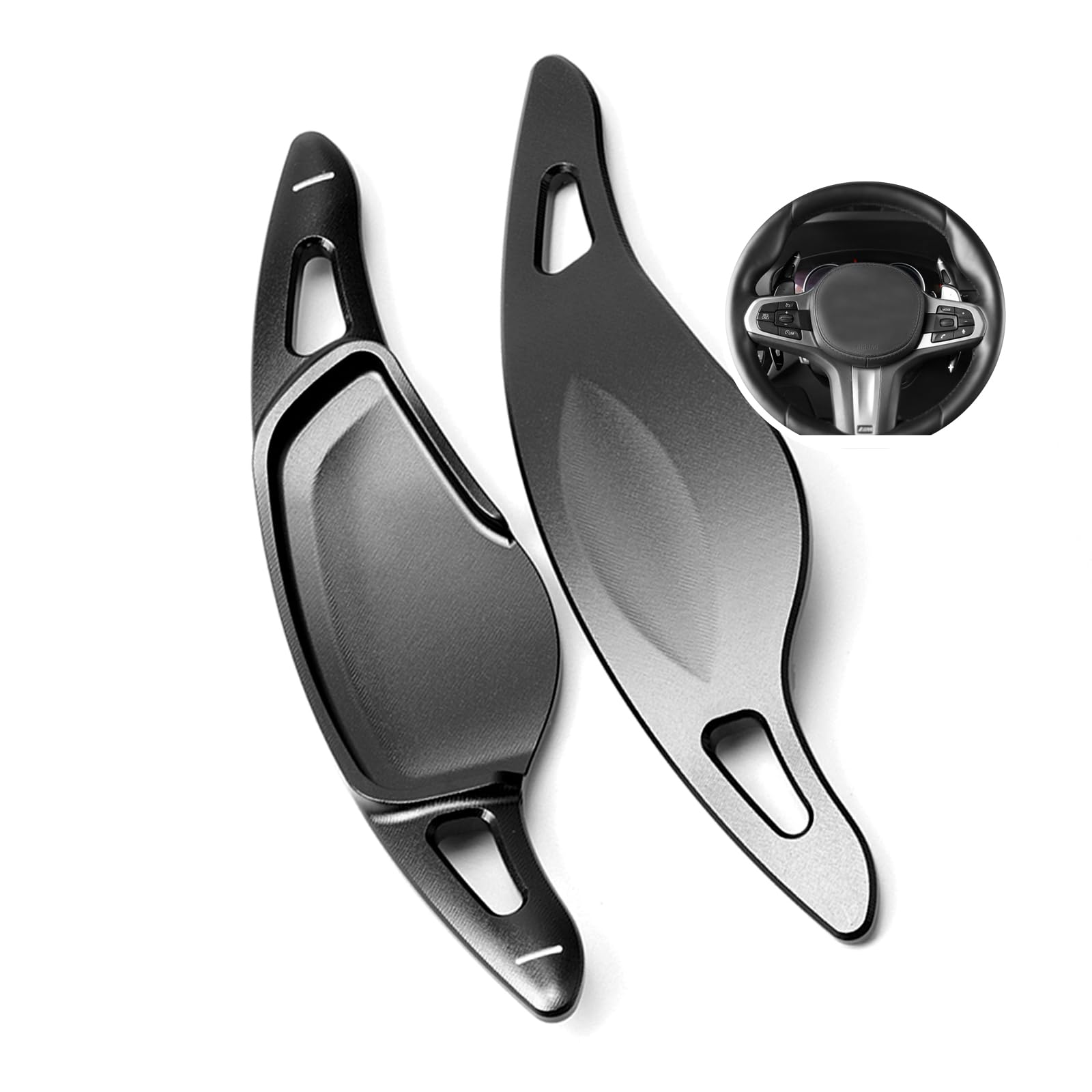 2Pcs Steering Wheel Shift Paddle Shifter Fit For BMW 3'G20/5'G30/6' G31/7' G11/8' G14/X3 G01/X4 G02/X5 G05/X6 G06/X7 G07/Z4 G29 M5 F90 G05 2022 2023 2024 Shifter Paddle Shift Extension Black