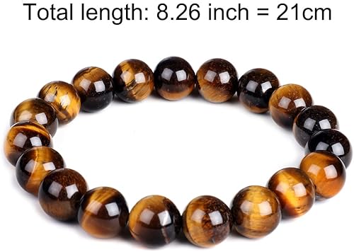 Miniatura 2 de Pulsera elástica de ojo de tigre natural de 0.394 pulgadas con piedras preciosas para yoga, energía curativa, para hombres y mujeres