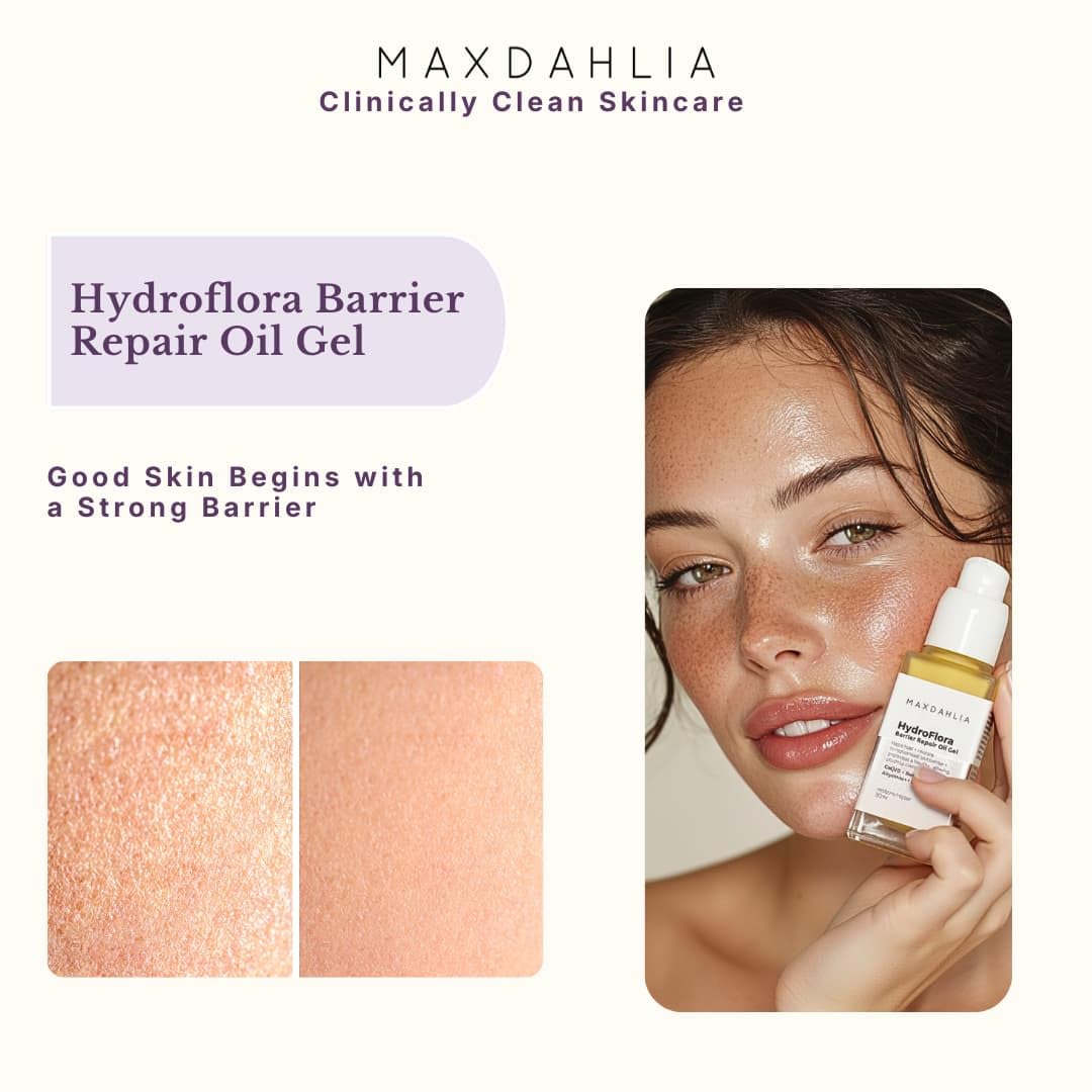 MAXDAHLIA Barrier Repair & Anti-Aging Moisturizer for Sensitive Skin Hydroflora Oil Gel with Bakuchiol, CoQ10 & Abyssinian Oil – Hydrates, Calms, Restores Glow - Image 6