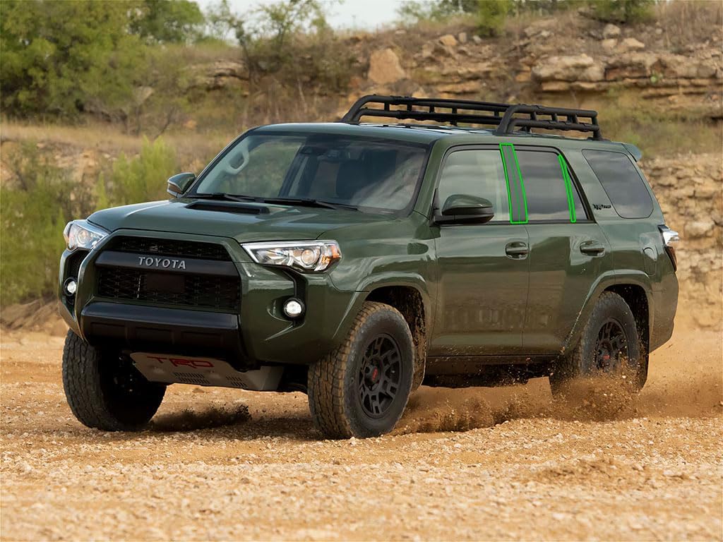 Rvinyl Pillar Post Pre Cut Window Trim Kits in Matte Black Compatible with Toyota 4Runner 2010-2023 - Adhesive Backs