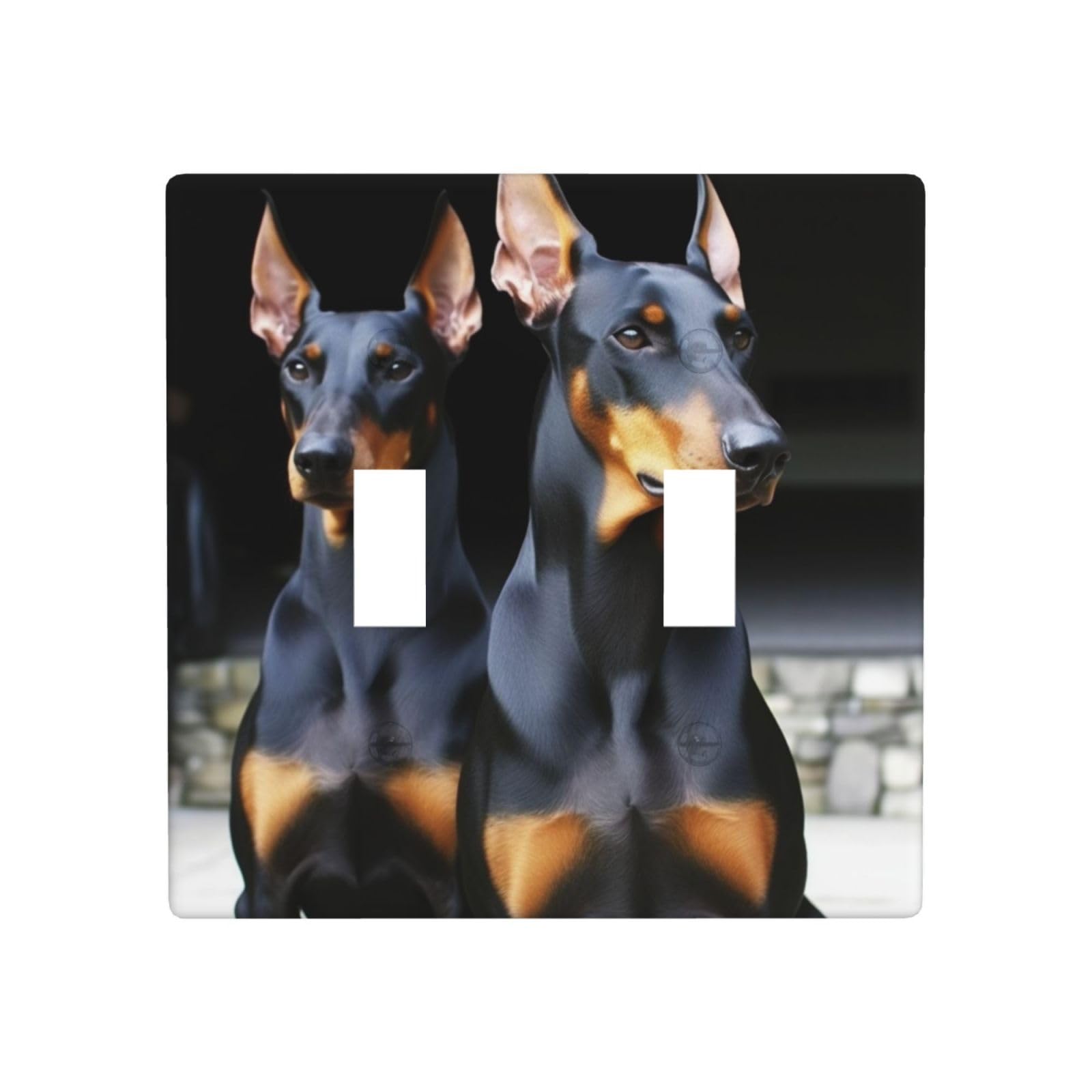 Kloph Doberman Decorator Double Toggle Light Switch Covers Wall Plate 2-Gang Standard Size 4.5" X 4.5" Double Toggle Switch Wallplate Decorative 2 Gang Wall Switch Plate Covers