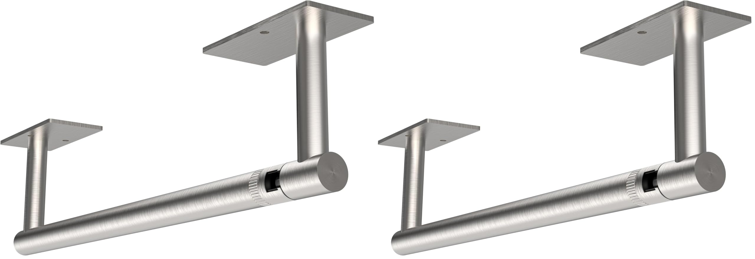 RUACQ Paper Towel Holder Under Cabinet, Wall Mounted or Adhesive Stainless Steel Paper Towel Holder,Square Base Paper Towel Rack for Kitchen, RV, Bathroom (Brushed Nickel) (Pack of 2)