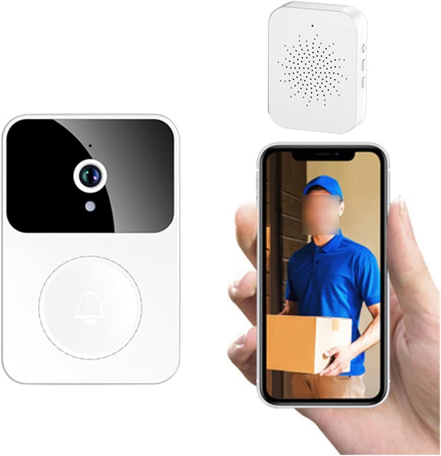 Timbre de Timbre con Pantalla inalámbrica Inteligente, Timbre de vídeo, cámara de visión Nocturna, Timbre de vídeo, monitoreo Interior, convertidor de Voz