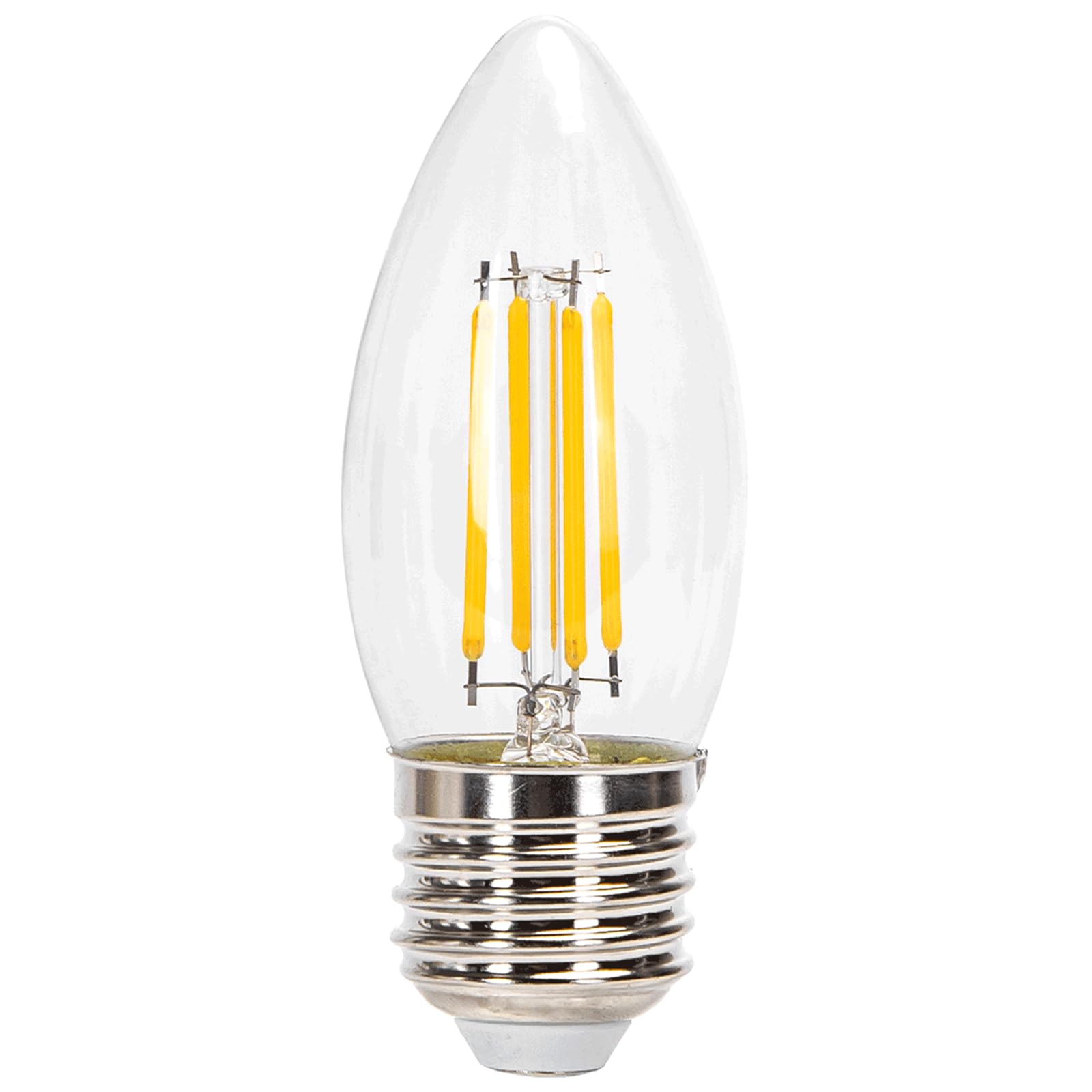 Glowster Bombilla LED filamento C35 E27 6W, transparente, eficiente energéticamente, ideal para iluminación decorativa y ambientación cálida.