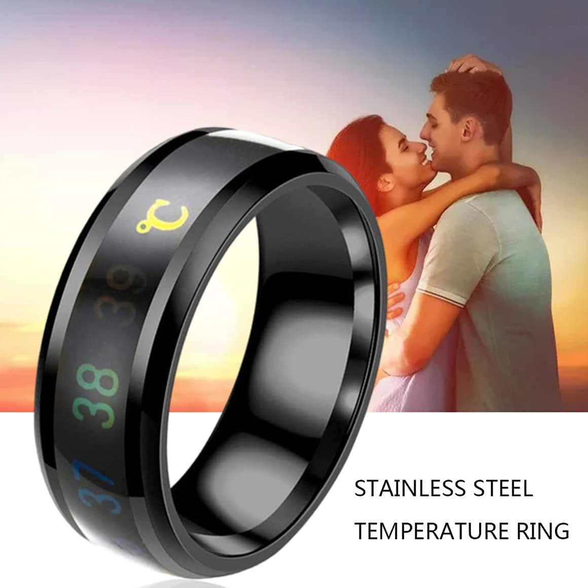 Smart Rings Termostati Sensore di Temperatura corporea Digitale Anelli Intelligenti Acciaio Inox Casual RingsDeft Elaborato, Acciaio inossidabile
