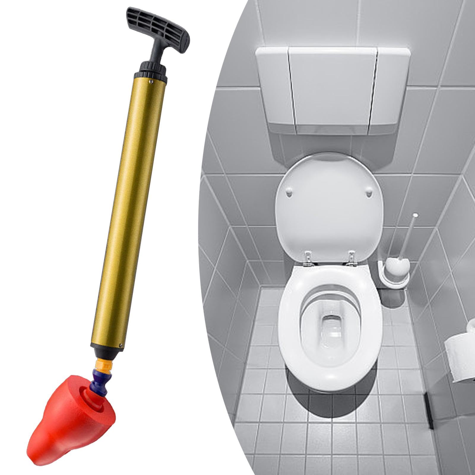B Baosity Déboucheur de Toilettes, Nettoyeur de Canalisations Haute Pression, Déboucheur de Canalisations, Pompe Manuelle En Acier Inoxydable, Déboucheur pour S, Rouge