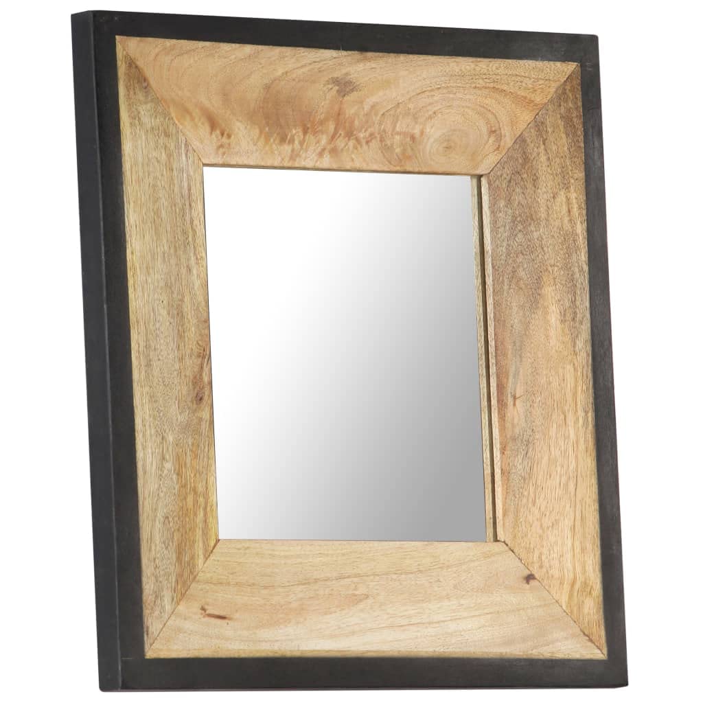 Spiegel 50 x 50 cm aus massivem Mangoholz mit natürlichem Finish, Wand oder Standspiegel für Flur Bad, Deko für Schlafzimmer, auch für Kosmetik und Rasur