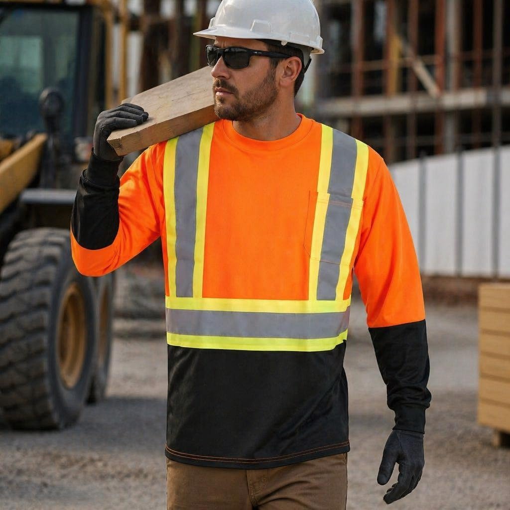 Gary Com High Visibility Safety Shirts for Men with Reflective and Pocket Hi Vis Construction Work Quick Dry Mesh Shirt