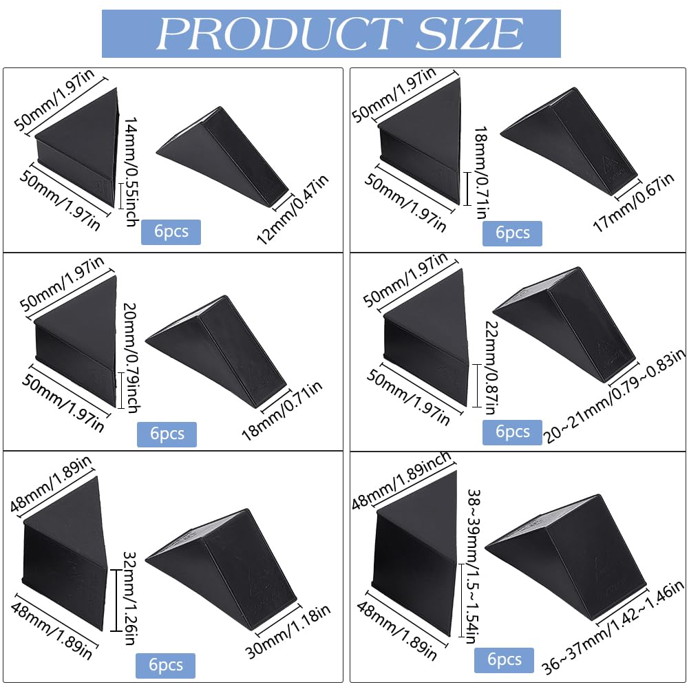 BENECREAT 36Pcs 6 Sizes Triangle Protector Translucent Plastic Corner Guards Covers Proofing Edge Protector for Picture Frame Mirror Ceramic Glass Transparent Protection, Black