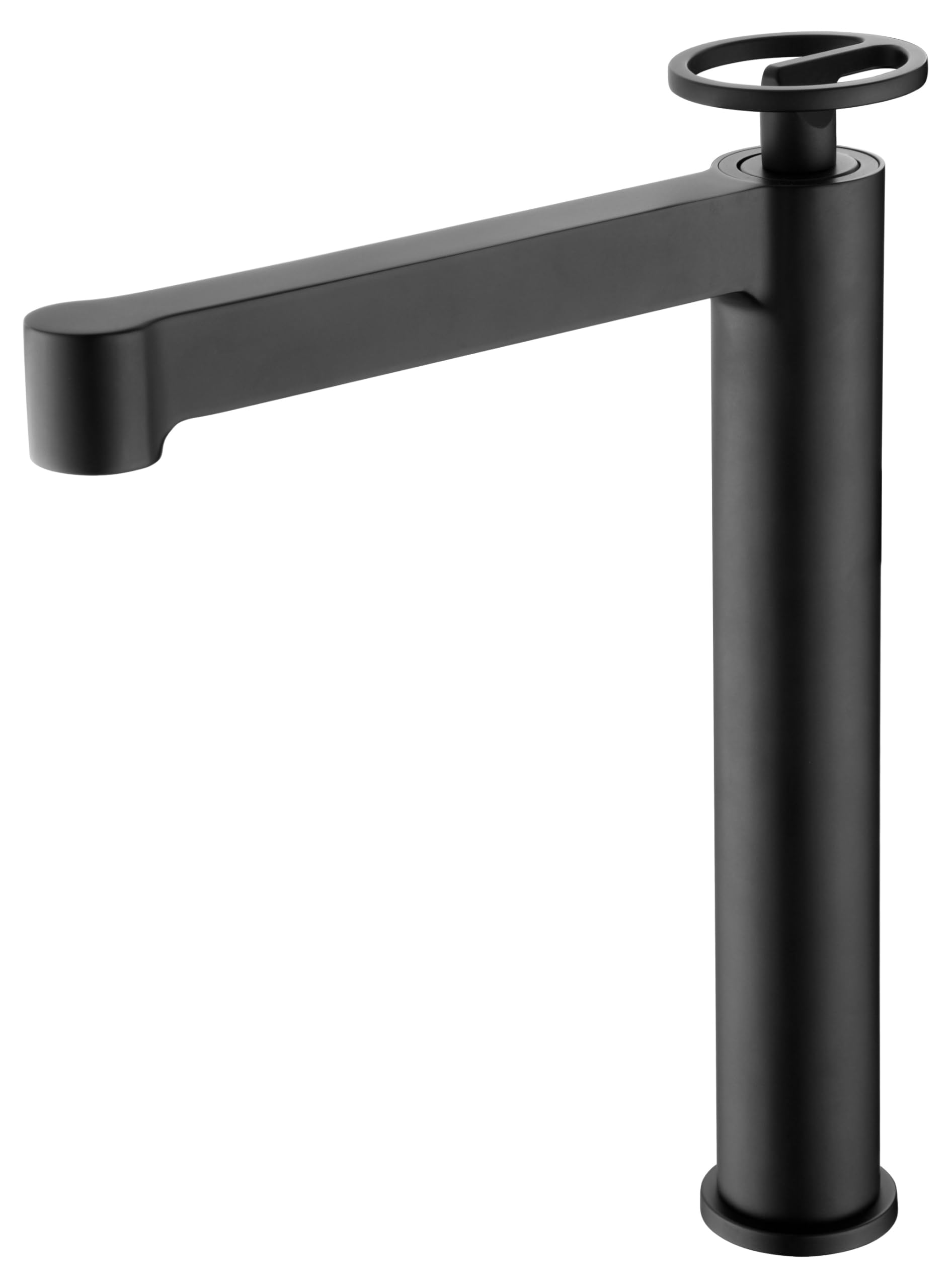 MICE - Grifo alto para lavabo fabricado en latón con un cartucho de cierre cerámico - Grifo monomano de caño largo - Griferia baño alto Negro Mate - BDC033-3NG
