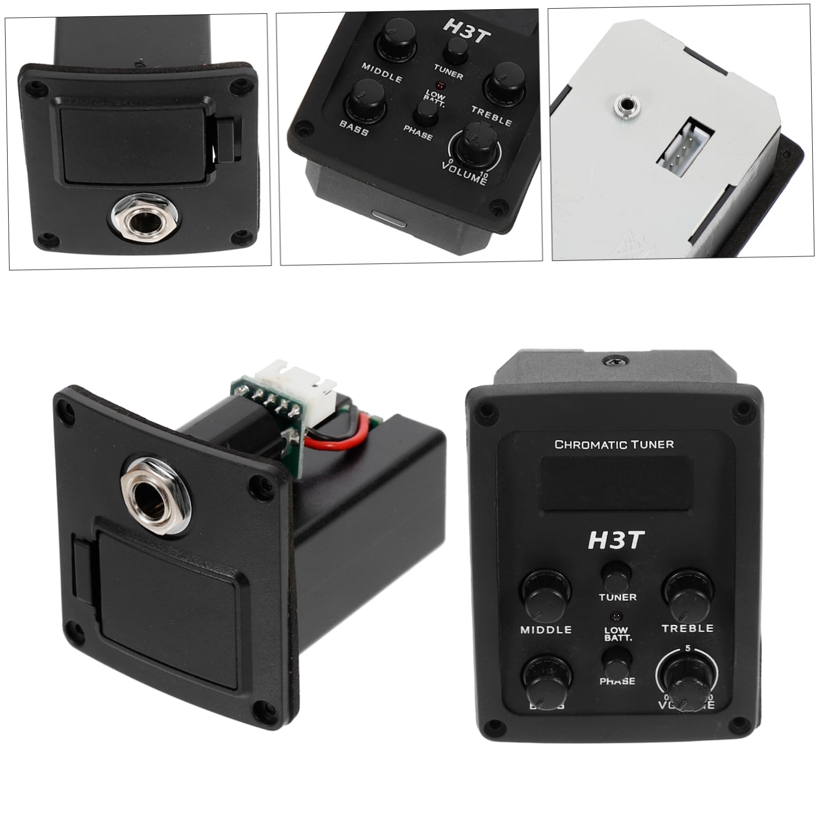 Toyvian 2 sztuki 4 wzmacniaczy gitarowych do mikrofonu basowego, przyssawki, kompensacja, przedwzmacniacz do gitary akustycznej, korektor, ekran wyświetlacza, zbieranie baterii