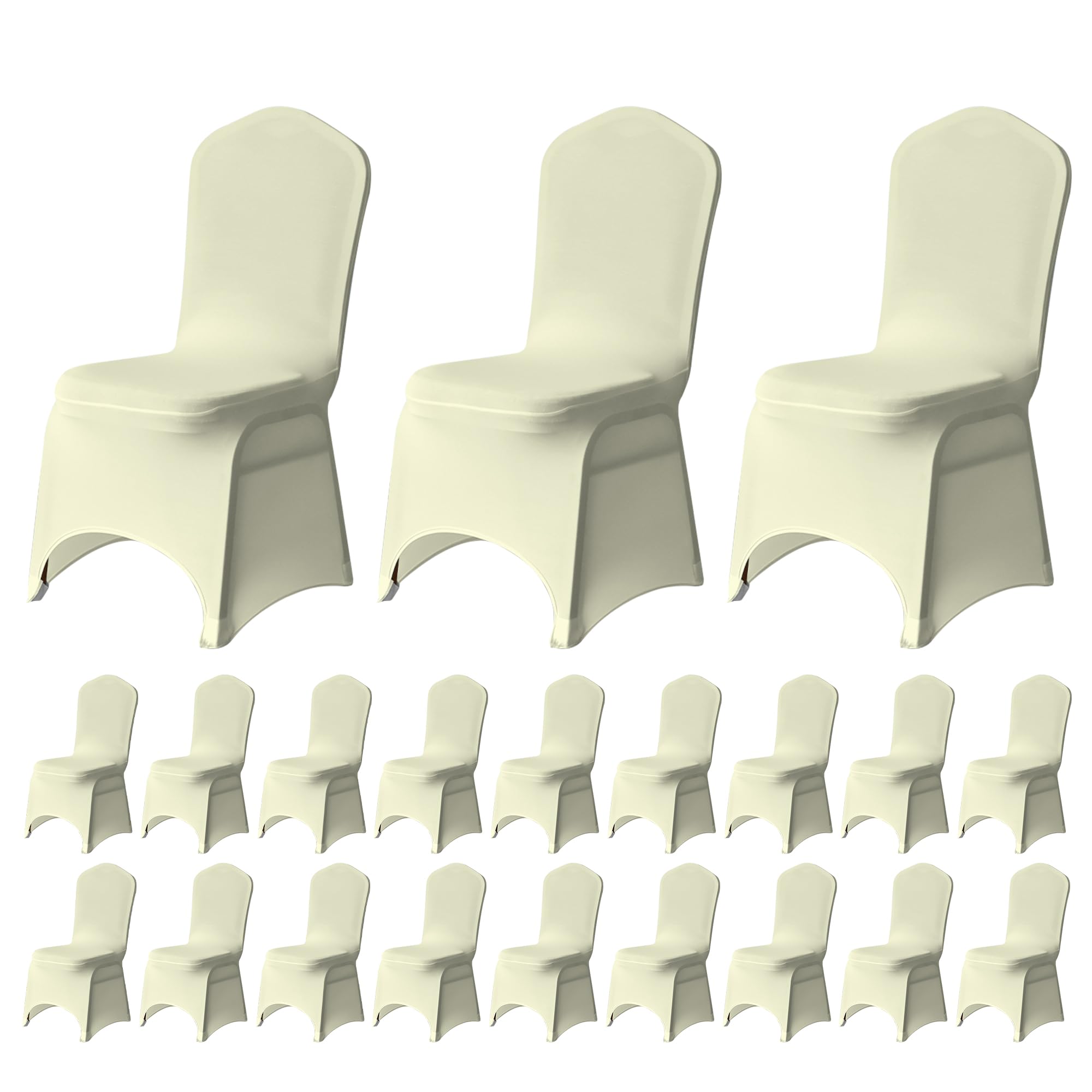 Trimming Shop Ivory Wedding Chair Covers Set of 40, Spandex Polyester Stretch Removable Washable Universal Slipcovers for Wedding Banquet, Dining Party & Events