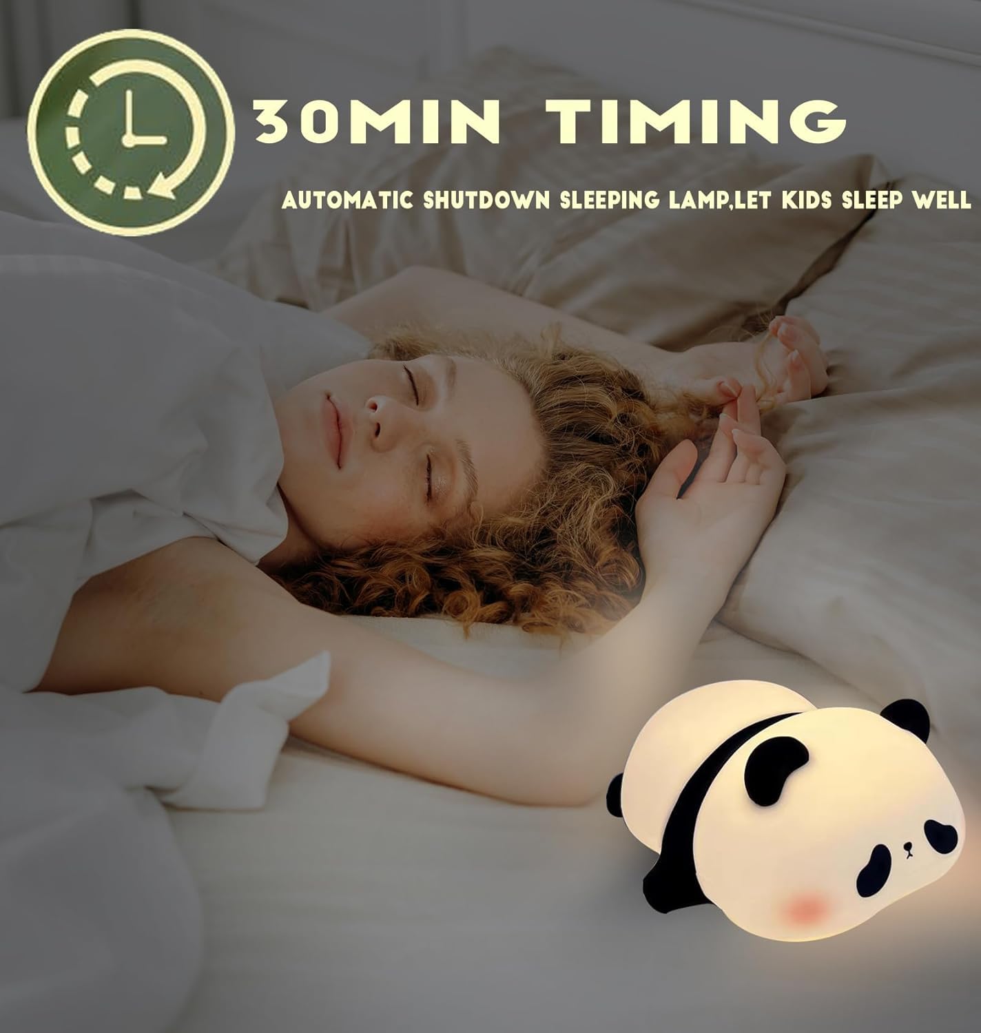 Wosta Kids Night Light Cute Panda,Silicone Nursery Lamp for Baby and Toddler,Animal Night Light for Boys and Girls,Squishy Night Light for Bedroom,Cute Night Light for Kids Room (Sleep Panda) 3