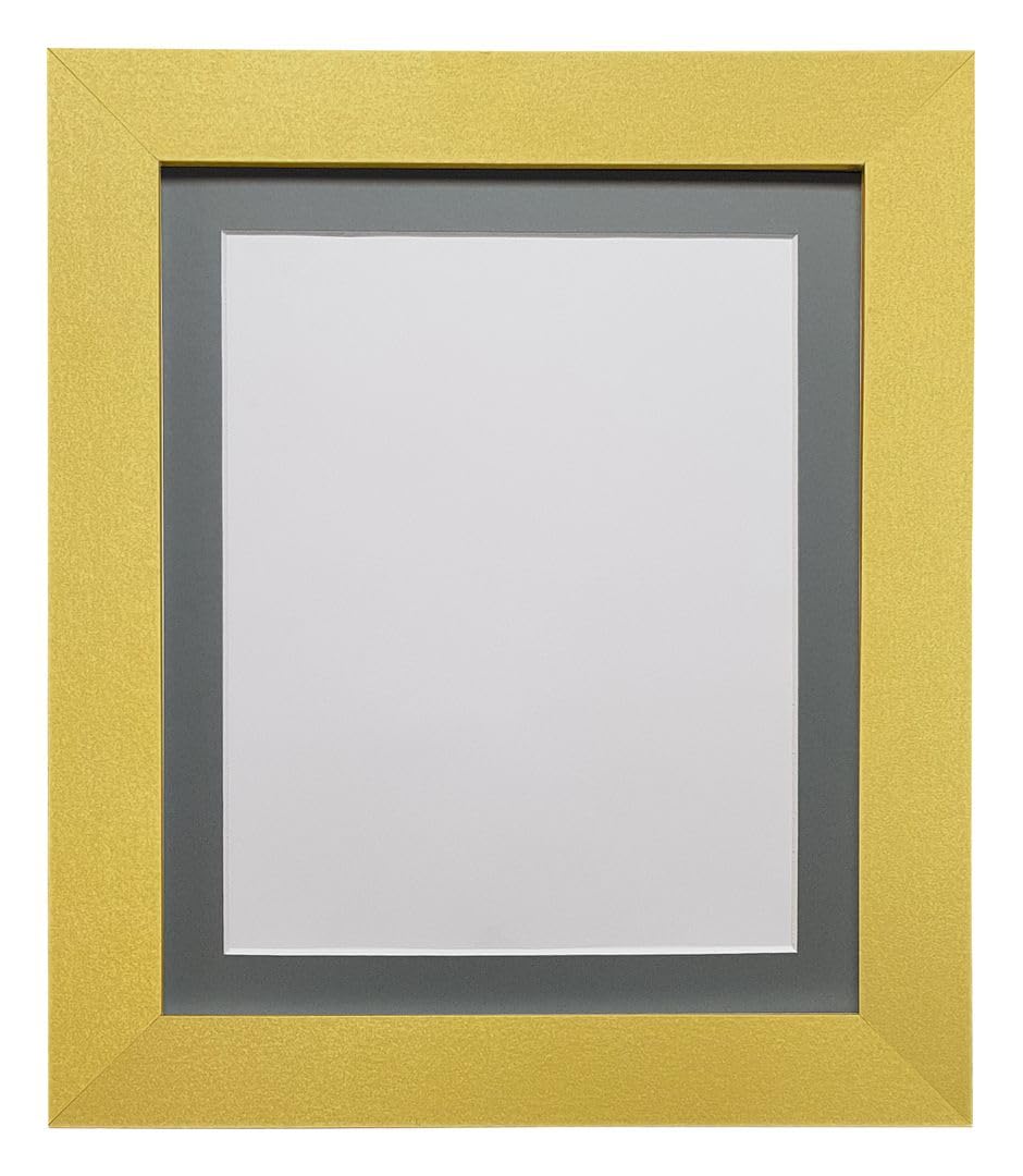 FRAMES BY POST Metro Picture Photo Frame Gold with Dark Grey Mount 20 x 16 Inch Image Size A3 Plastic Glass โ image 1