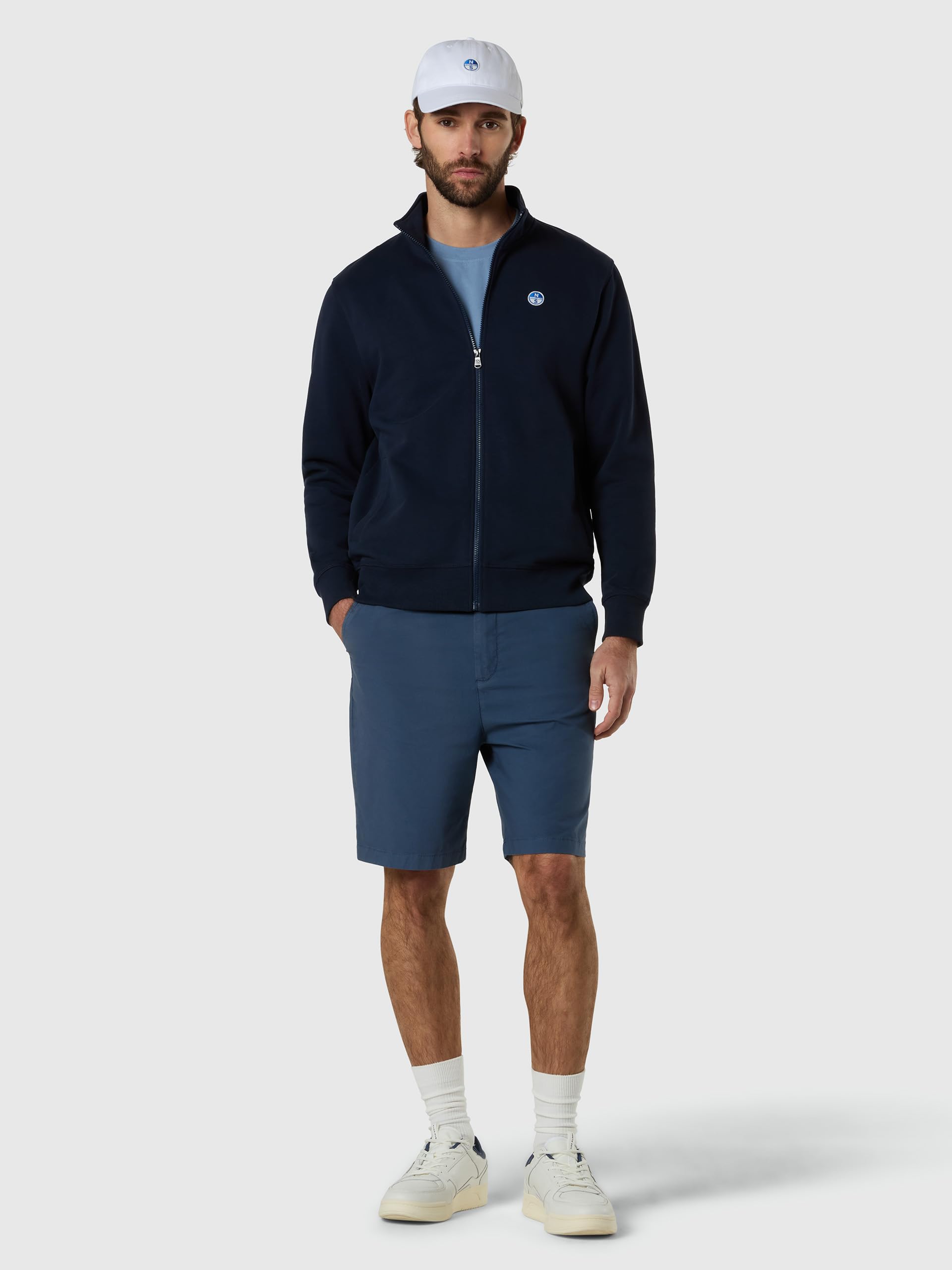NORTH SAILS Felpa Uomo in Cotone Organico con Collo Alto e Zip