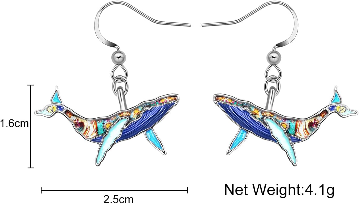 Enamel Alloy Cute Whale Earrings Dangle Dainty Sea Animal Ocean Jewelry Mothers Day Gifts for Women Mom - Image 6