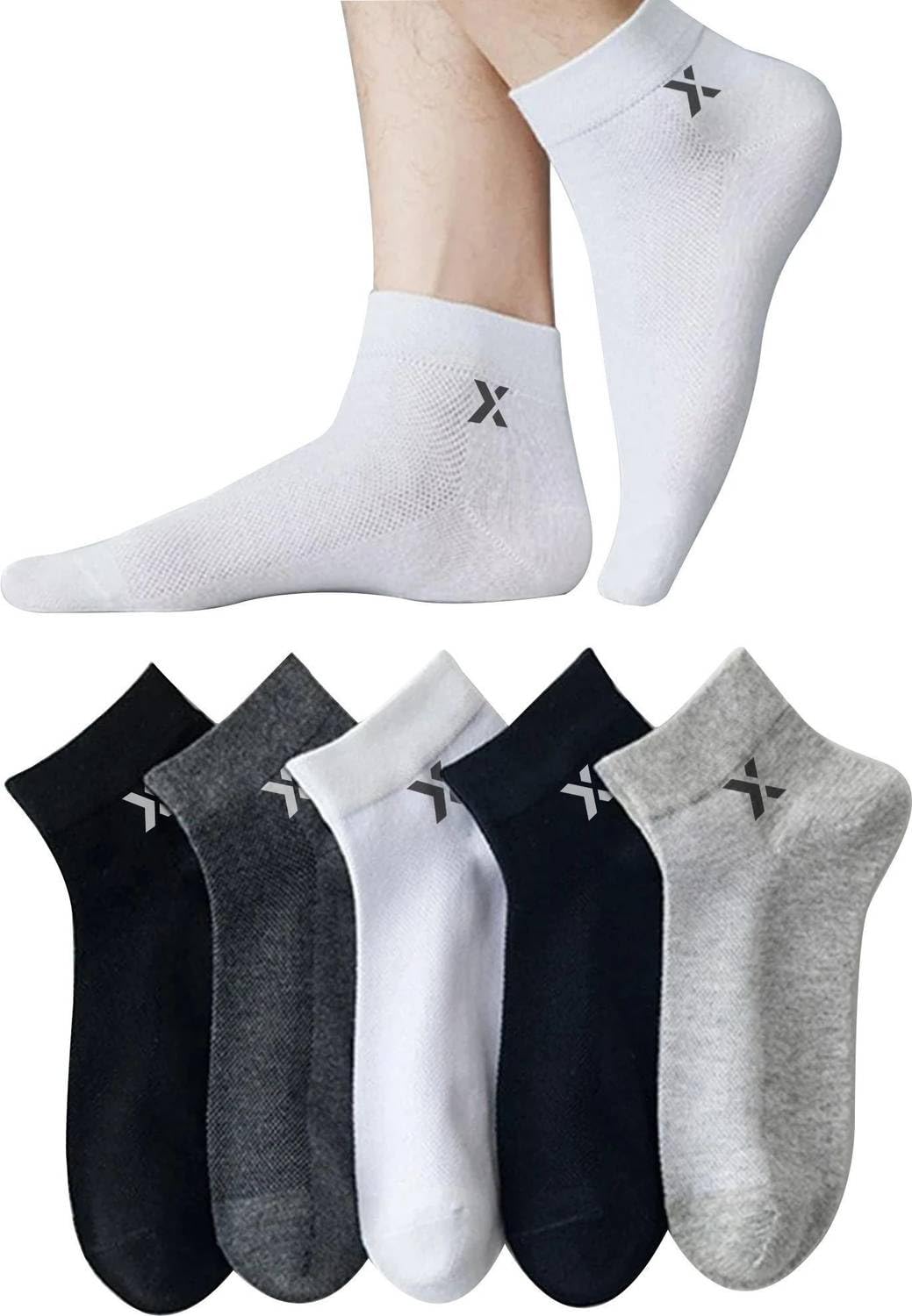 RAIMO HUB Ankle Length Socks for Men & Women | Pack of 5 | Cotton Blend Breathable Sports Socks | Anti-Slip Stretchable Low Cut Socks for Gym, Running & Daily Wear-image-9