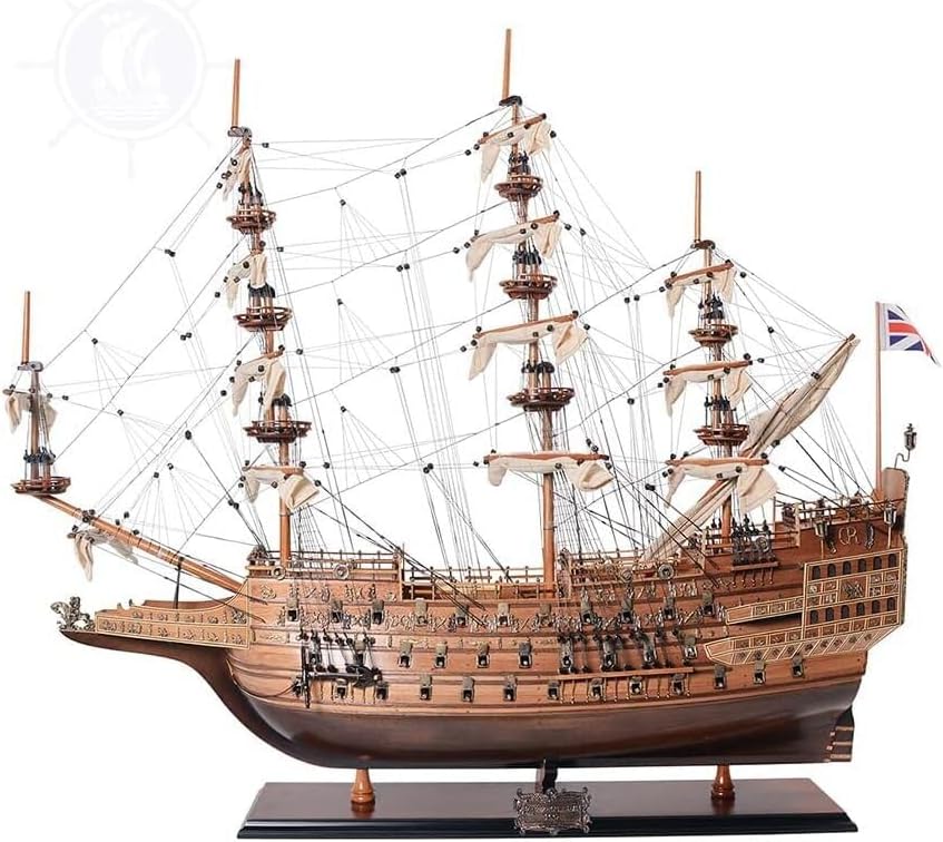 Wooden Model Ship HMS Sovereign of The Seas - Museum Quality Display - Home Office Decor - 37L x 12W x 35H Inches