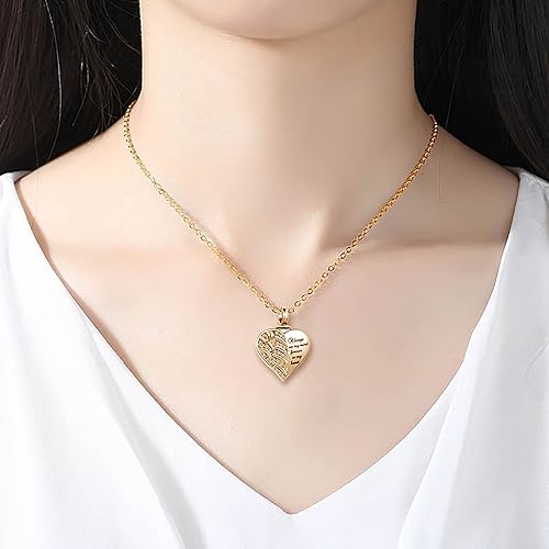 Miniatura 6 de Joyería de cremación de corazón de oro para mamá papá hermana cenizas ángel ala urna collar memorial colgante joyería