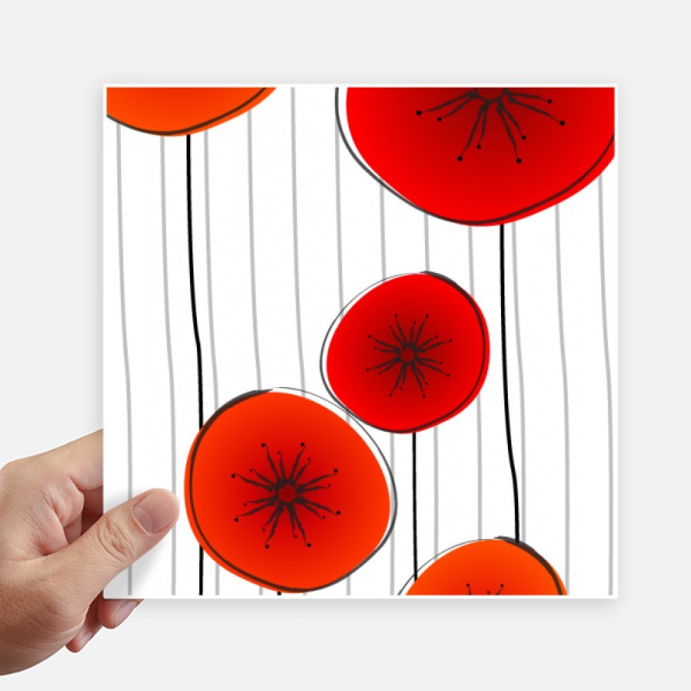Autocollant fleurs rouge 20cm lot de 4 stickers carrés imperméables